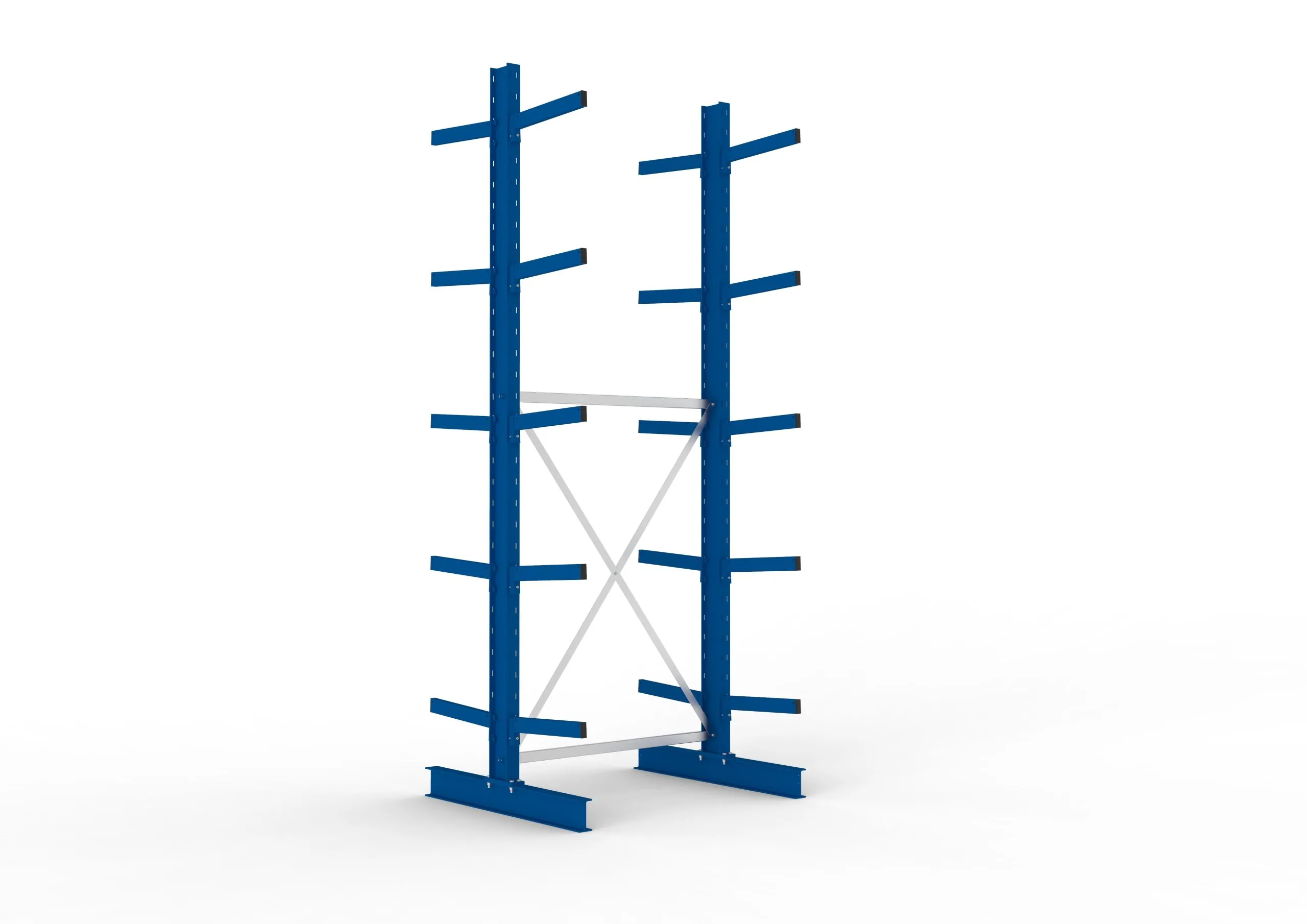 Meta Kragarmregal MULTISTRONG doppelseitig | Medium-Duty | Grundregal | HxBxT 350x130x100cm | 5 Ebenen | Fachlast 430kg | Blau