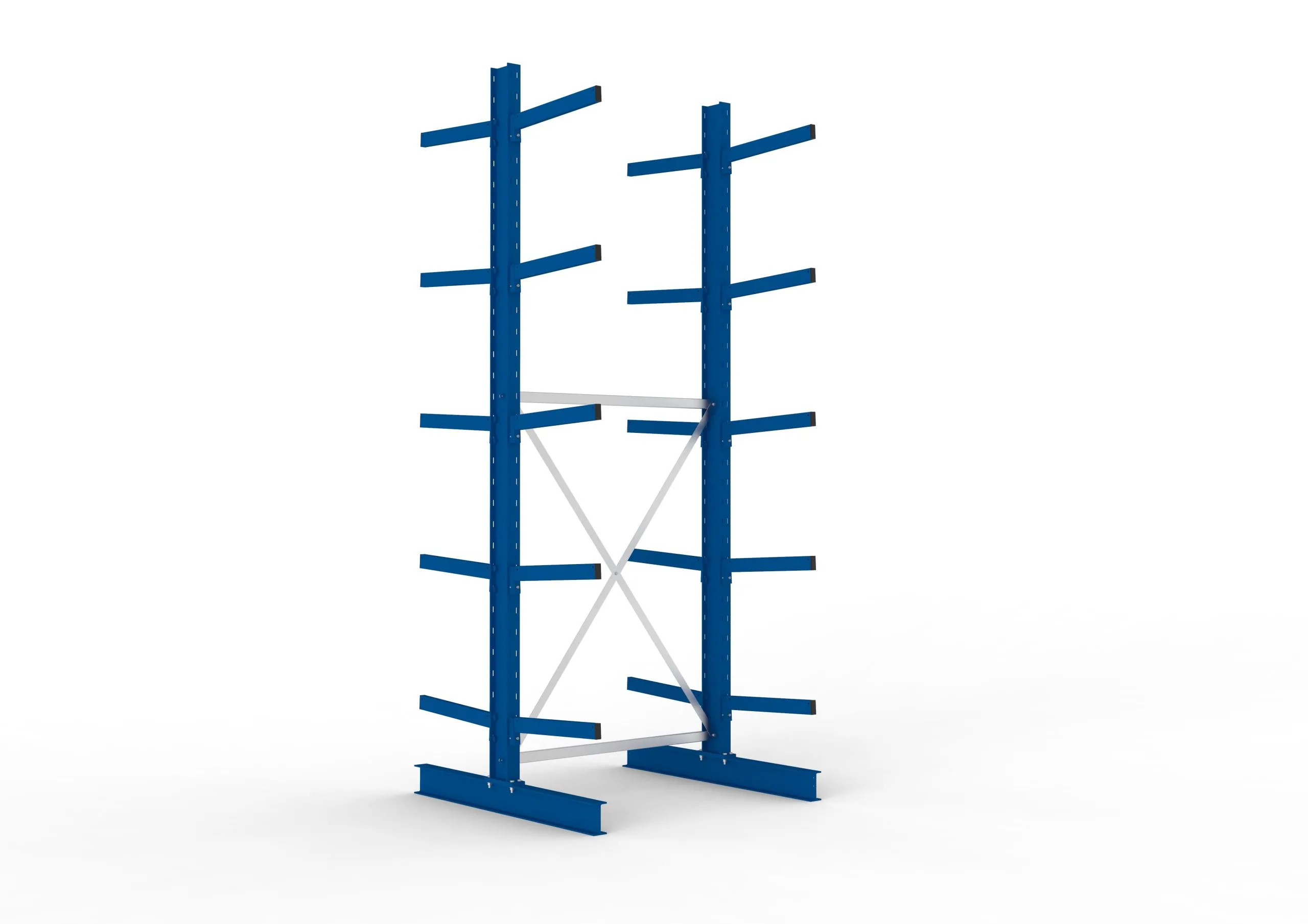 Meta Kragarmregal MULTISTRONG doppelseitig | Medium-Duty | Grundregal | HxBxT 350x130x120cm | 5 Ebenen | Fachlast 355kg | Blau
