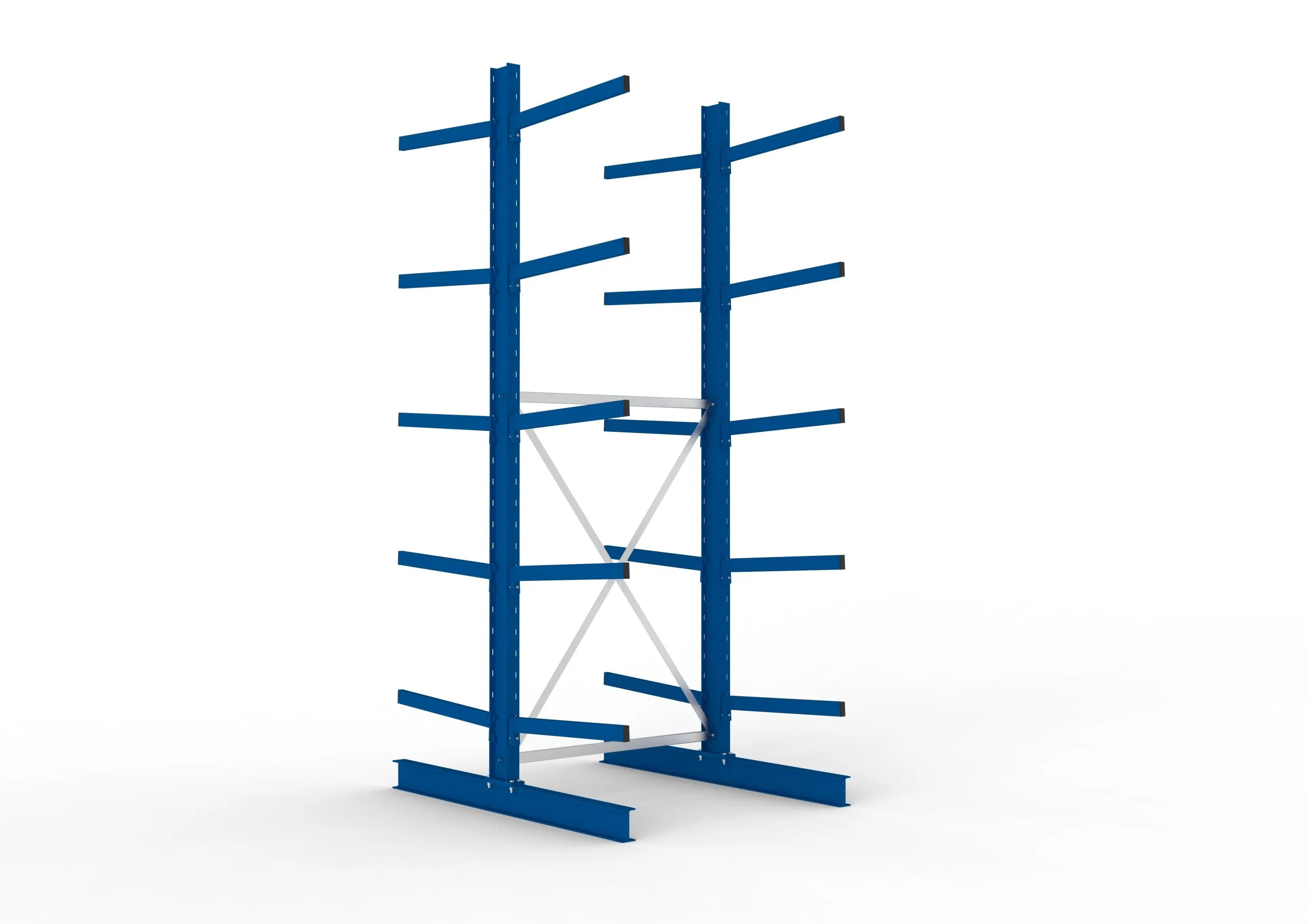 Meta Kragarmregal MULTISTRONG doppelseitig | Medium-Duty | Grundregal | HxBxT 350x130x160cm | 5 Ebenen | Fachlast 250kg | Blau