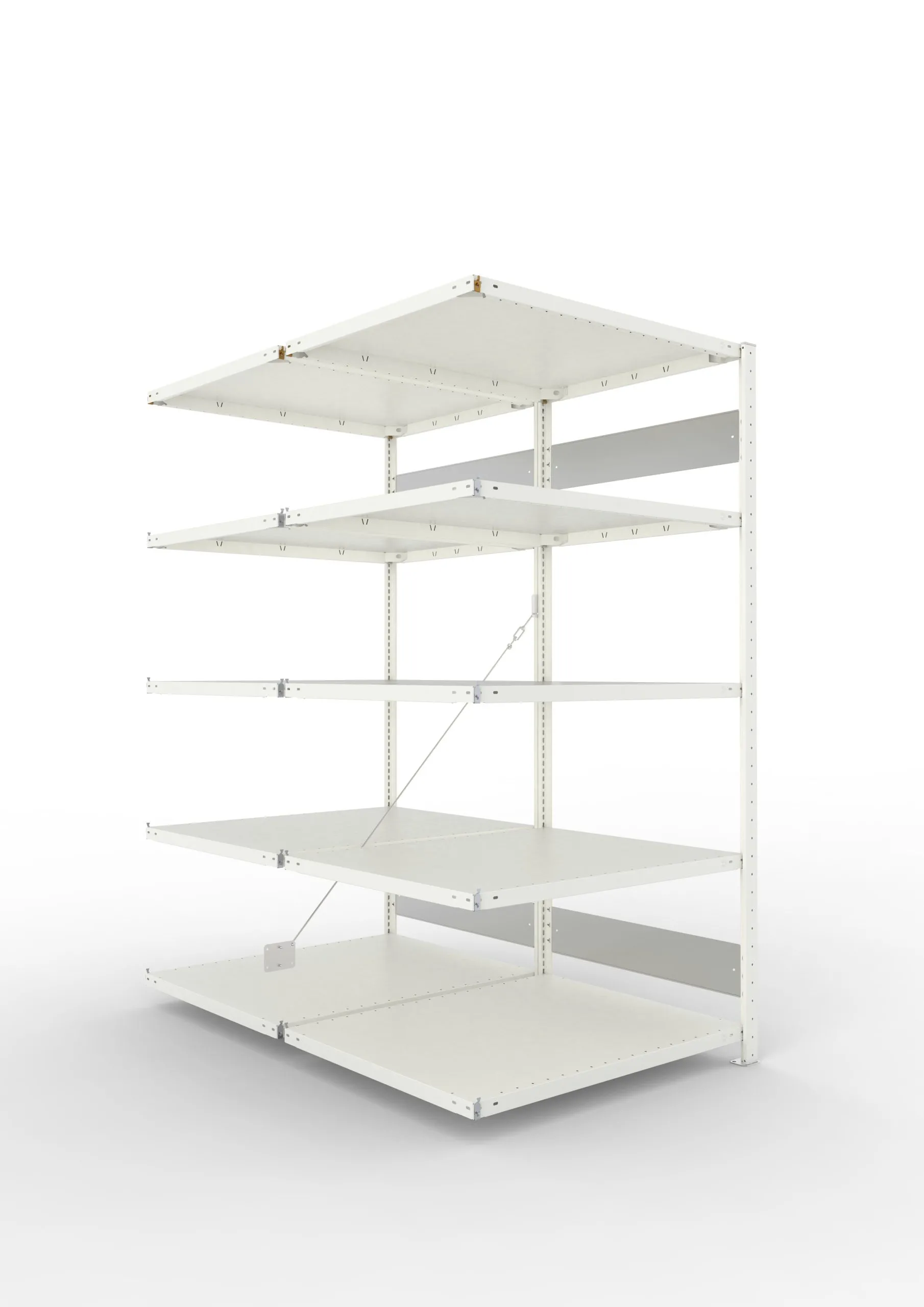 Meta Fachbodenregal Stecksystem S3 CLIP | Anbauregal | HxBxT 200x100x160cm | 5 Ebenen | Fachlast 230kg | Doppelseitige Bauart mit Diagonalverstrebung | Lichtgrau