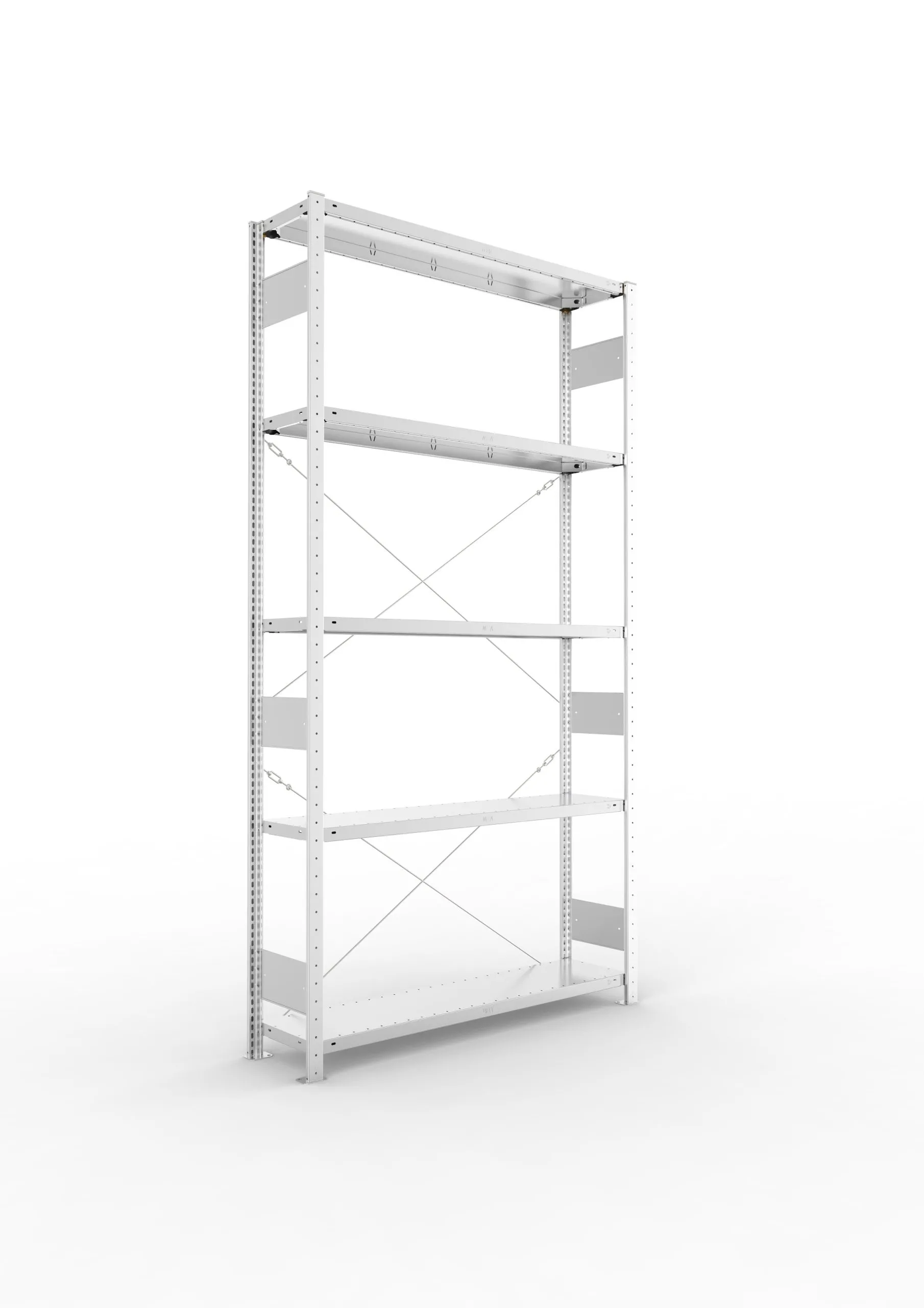 Meta Fachbodenregal Stecksystem S3 CLIP | Grundregal | HxBxT 250x130x30cm | 5 Ebenen | Fachlast 230kg | Einseitig nutzbar | Verzinkt