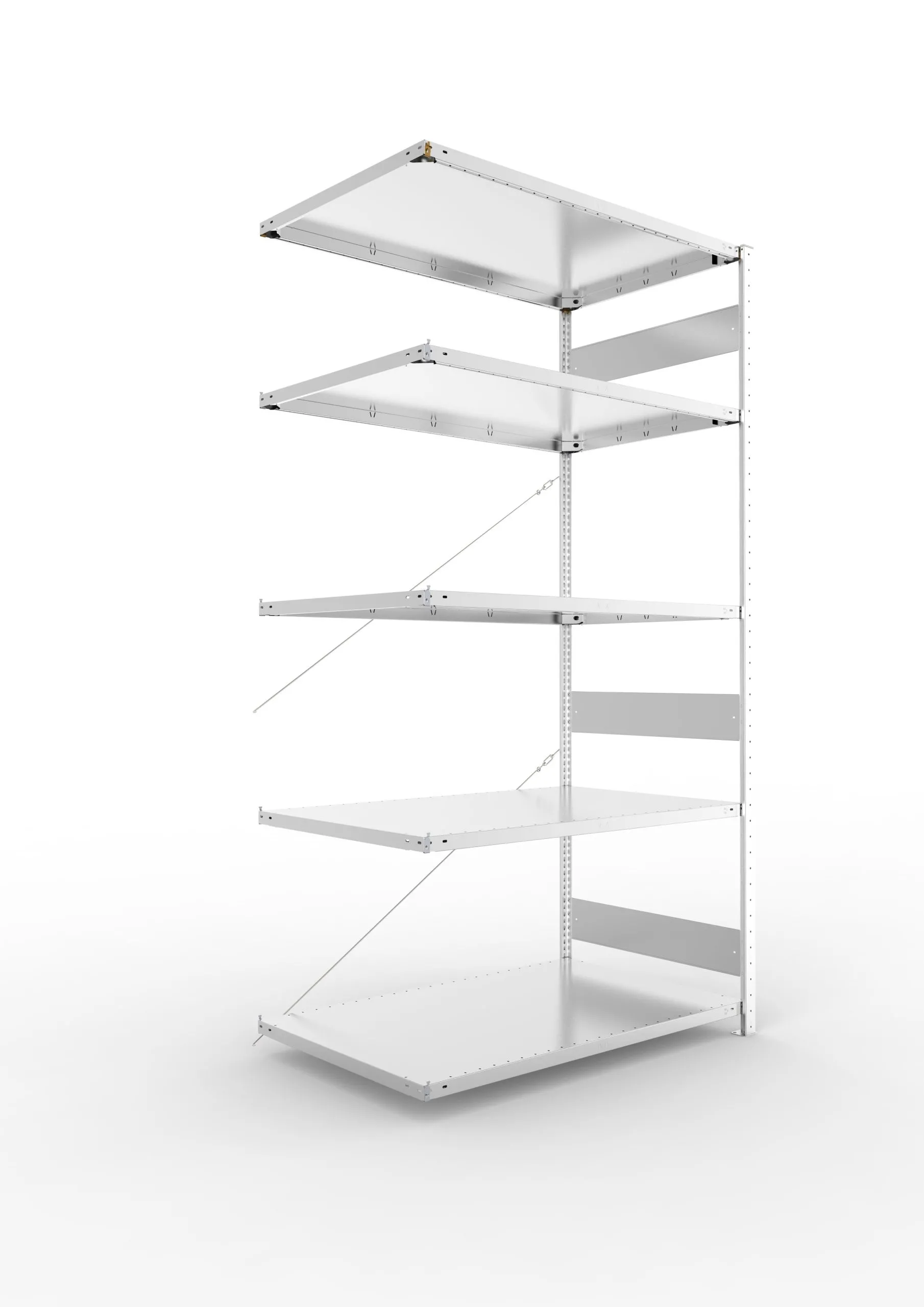 Meta Fachbodenregal Stecksystem S3 CLIP | Anbauregal | HxBxT 250x130x80cm | 5 Ebenen | Fachlast 230kg | Einseitig nutzbar | Verzinkt