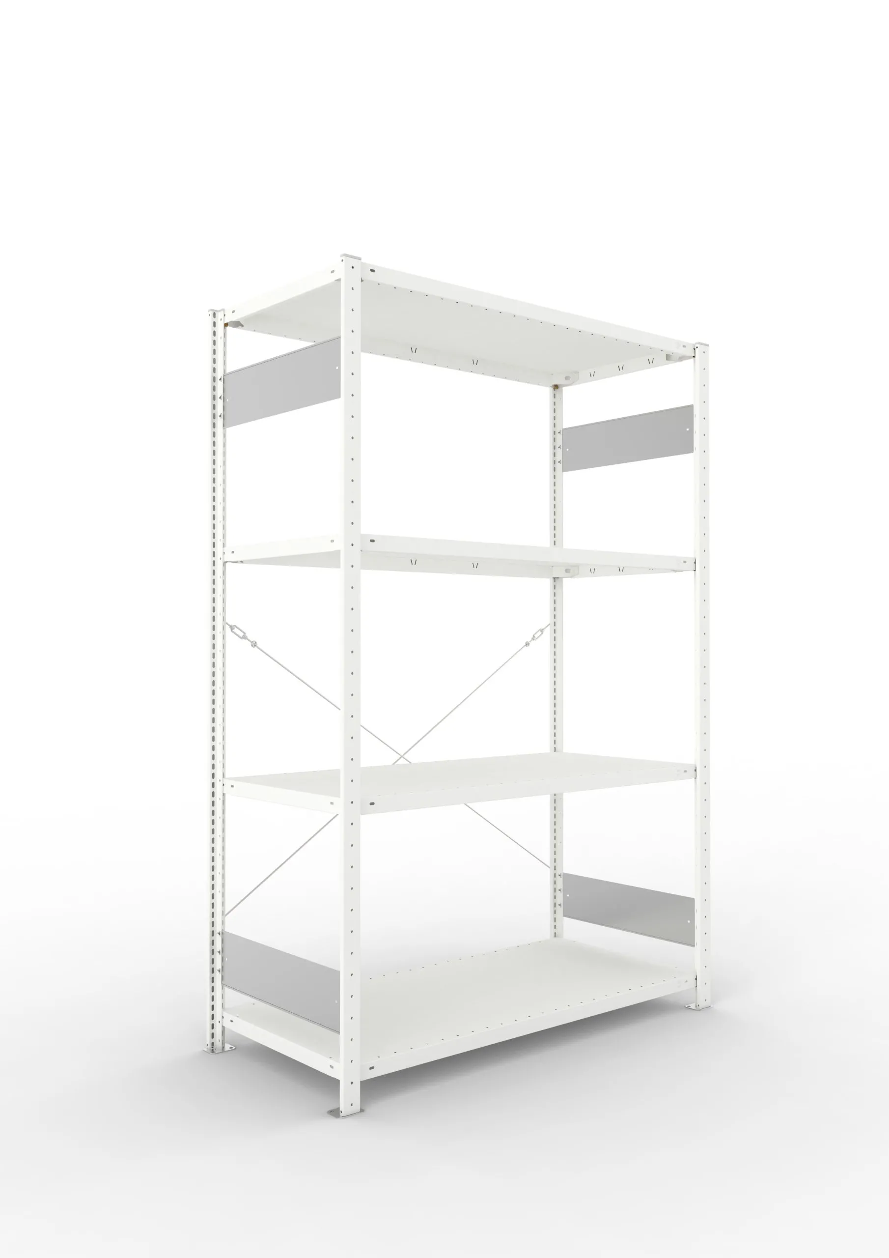 Meta Fachbodenregal Stecksystem S3 CLIP | Grundregal | HxBxT 200x130x60cm | 4 Ebenen | Fachlast 230kg | Einseitig nutzbar | Lichtgrau