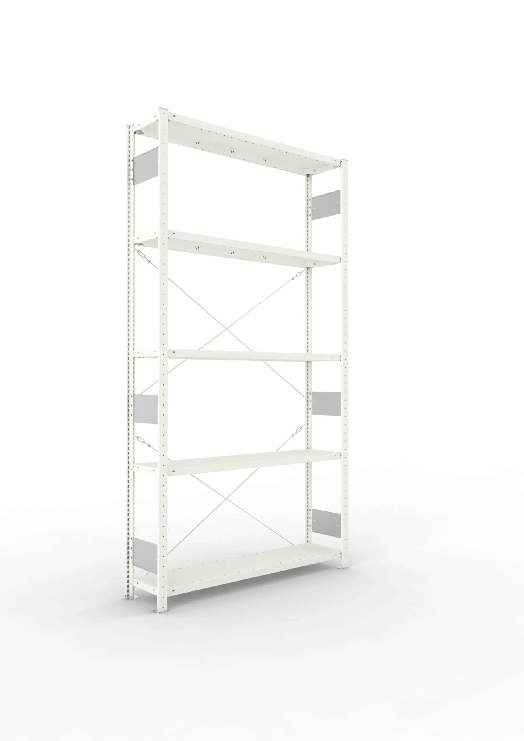 Meta Fachbodenregal Stecksystem S3 CLIP | Grundregal | HxBxT 250x130x30cm | 5 Ebenen | Fachlast 230kg | Einseitig nutzbar | Lichtgrau