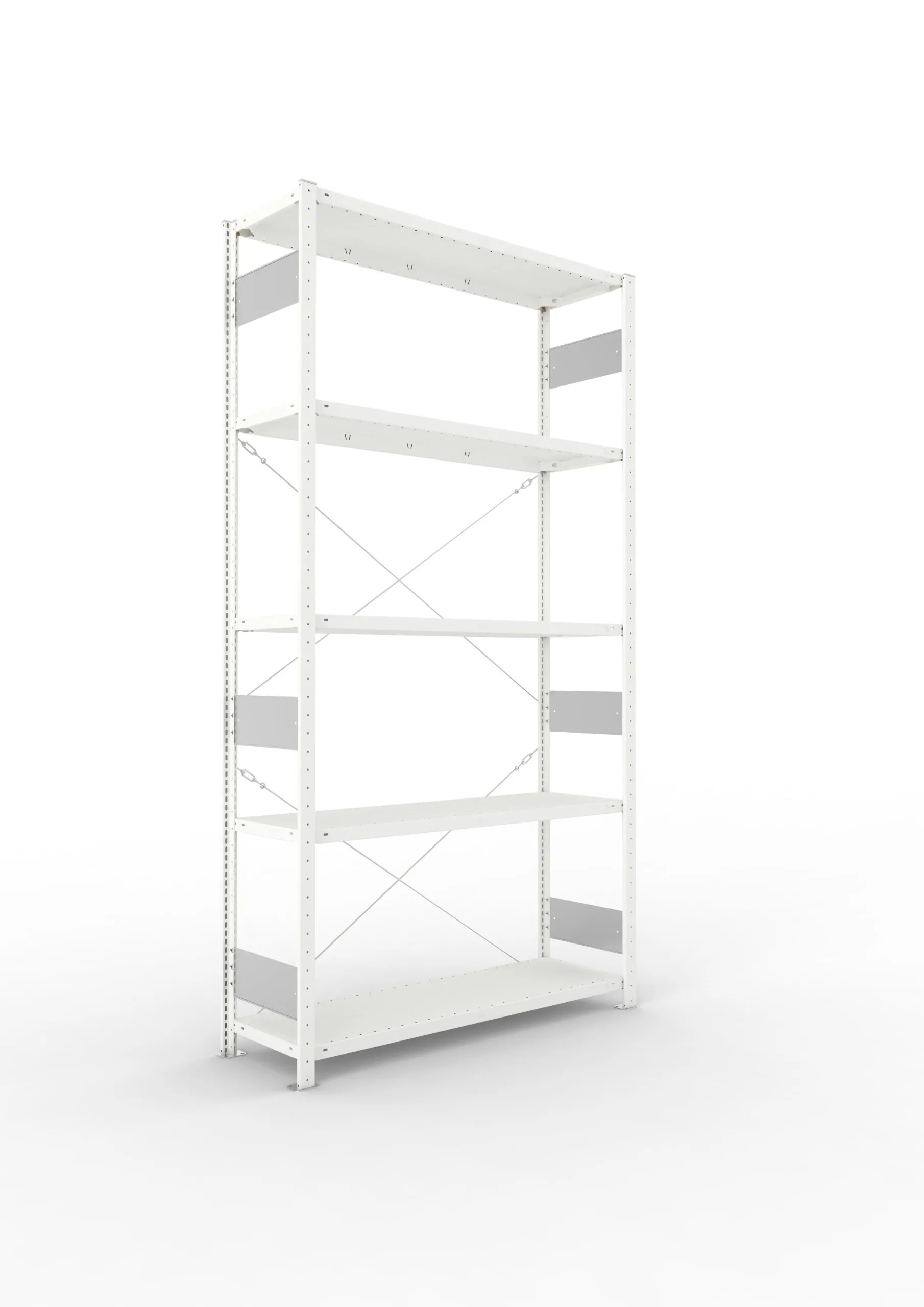 Meta Fachbodenregal Stecksystem S3 CLIP | Grundregal | HxBxT 250x130x40cm | 5 Ebenen | Fachlast 230kg | Einseitig nutzbar | Lichtgrau