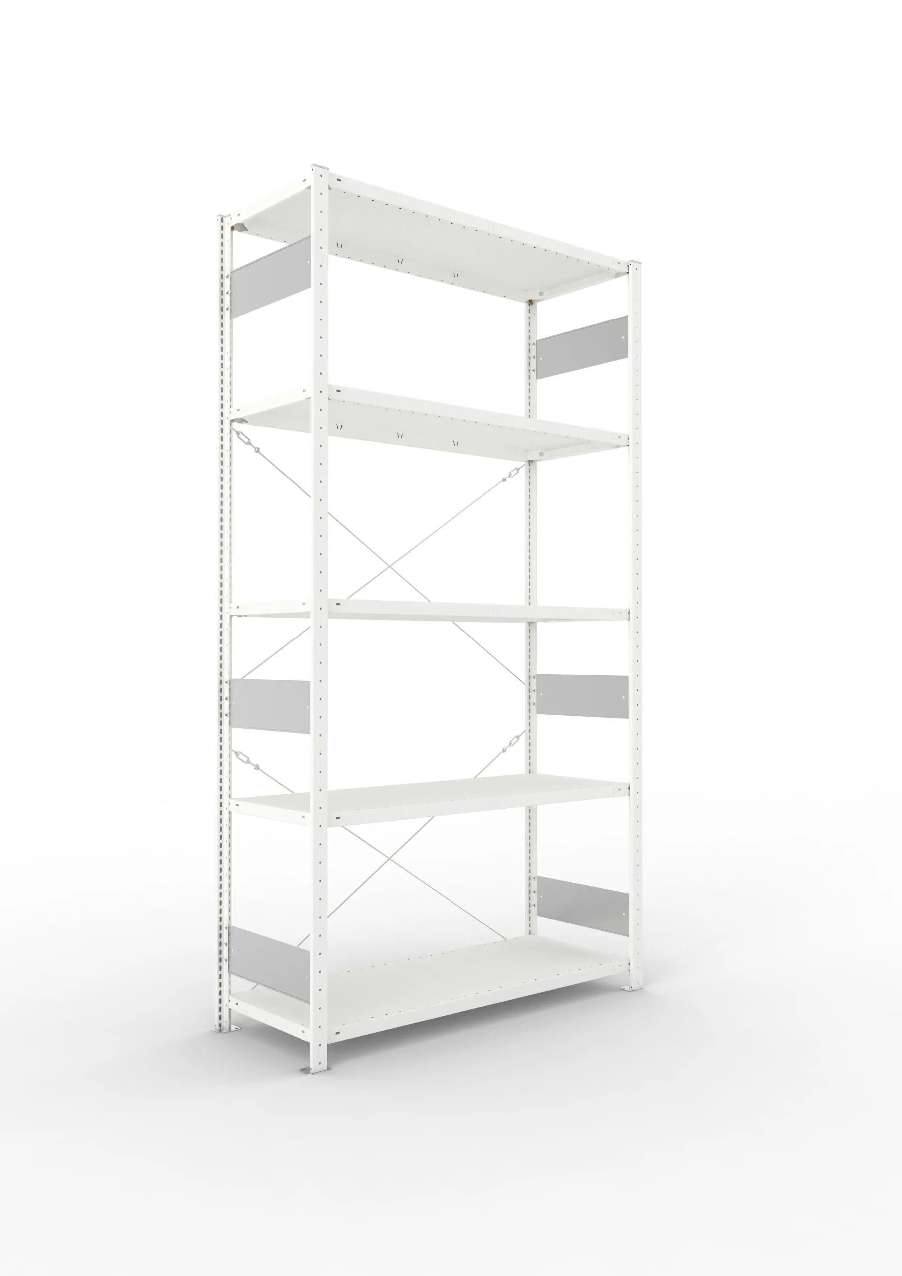 Meta Fachbodenregal Stecksystem S3 CLIP | Grundregal | HxBxT 250x130x50cm | 5 Ebenen | Fachlast 230kg | Einseitig nutzbar | Lichtgrau