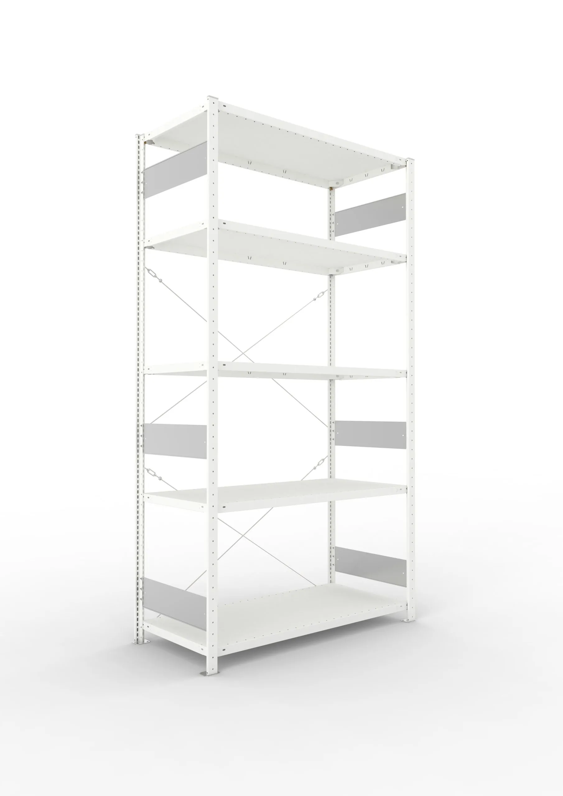 Meta Fachbodenregal Stecksystem S3 CLIP | Grundregal | HxBxT 250x130x60cm | 5 Ebenen | Fachlast 230kg | Einseitig nutzbar | Lichtgrau