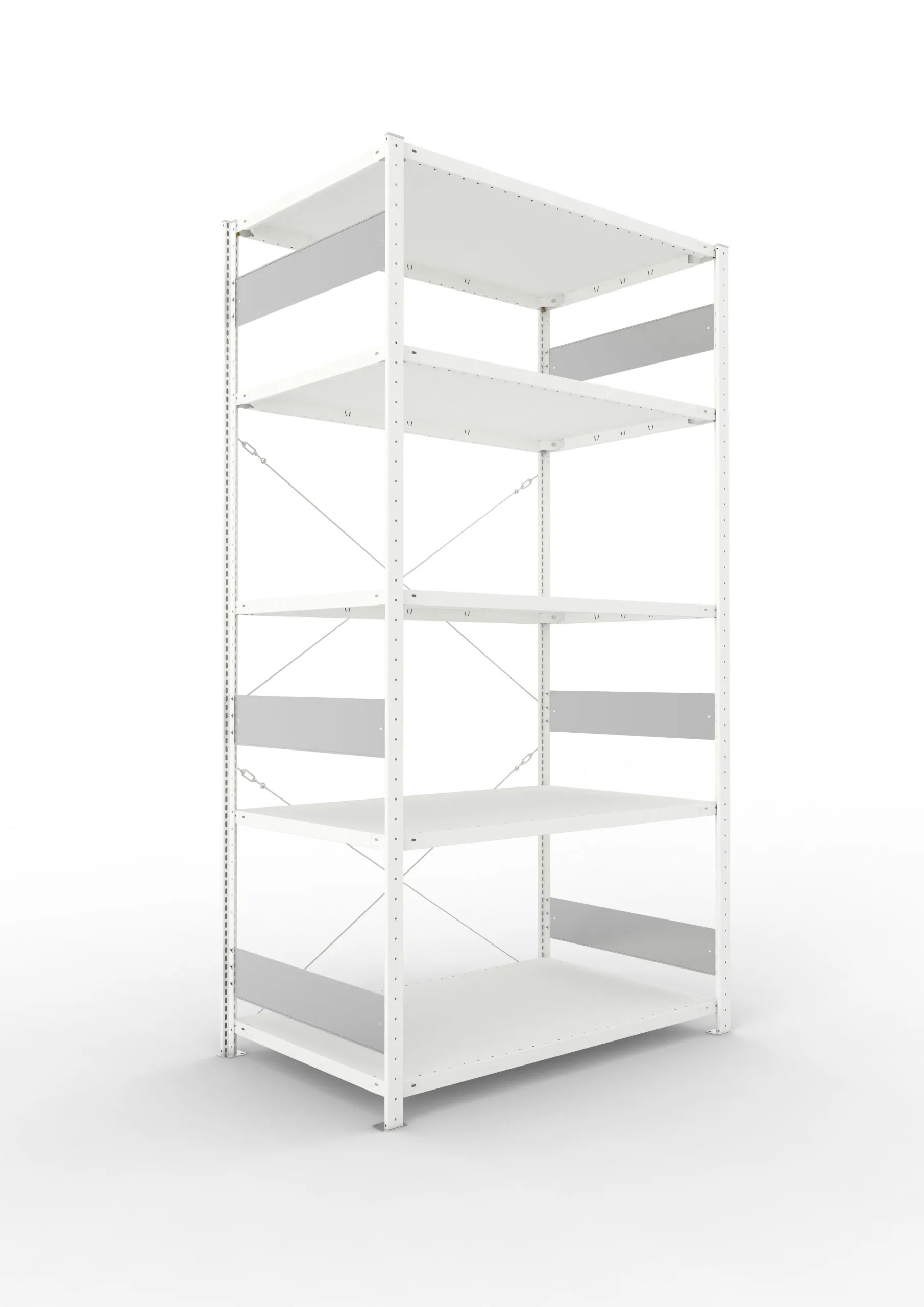 Meta Fachbodenregal Stecksystem S3 CLIP | Grundregal | HxBxT 250x130x80cm | 5 Ebenen | Fachlast 230kg | Einseitig nutzbar | Lichtgrau