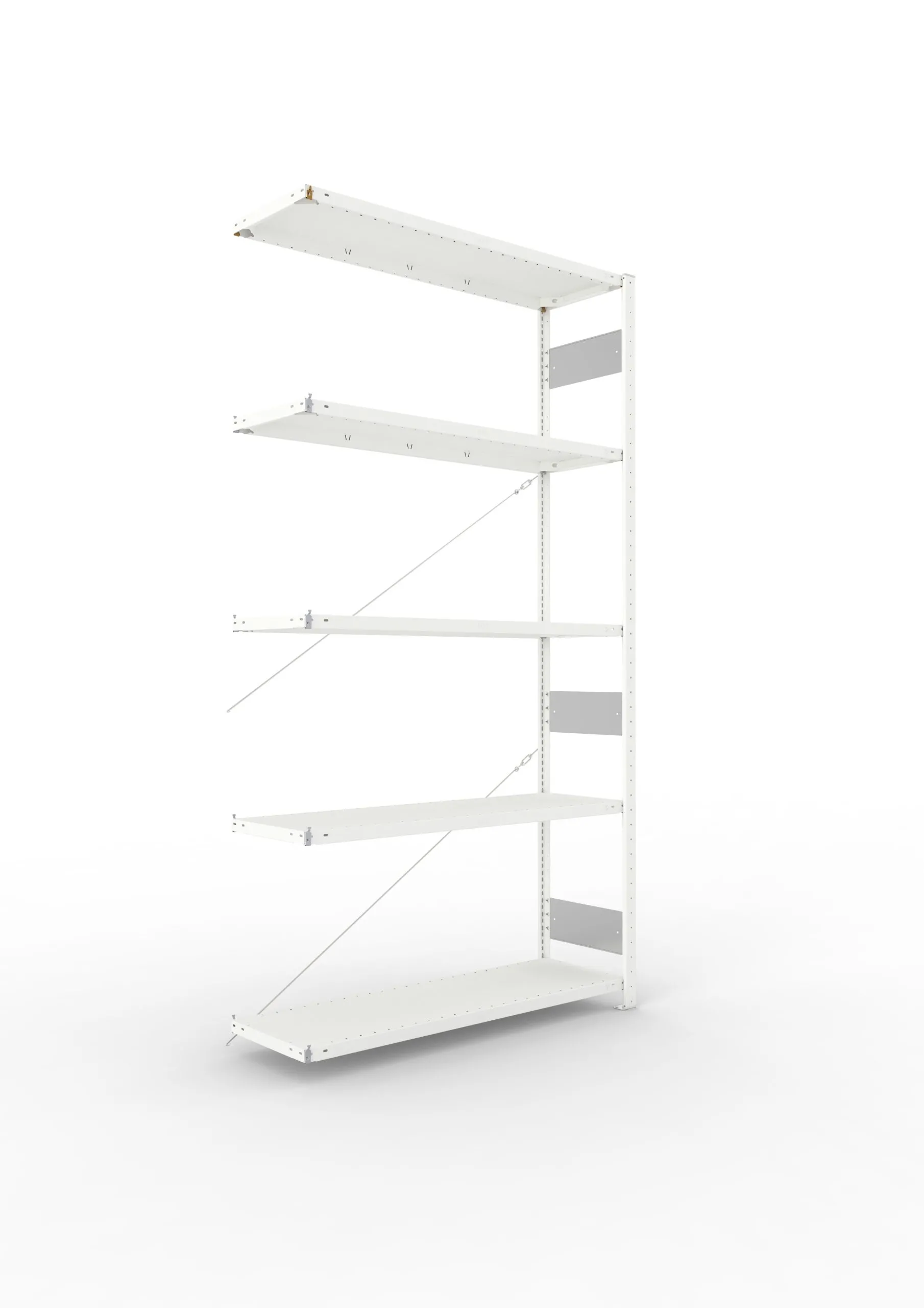 Meta Fachbodenregal Stecksystem S3 CLIP | Anbauregal | HxBxT 250x130x40cm | 5 Ebenen | Fachlast 230kg | Einseitig nutzbar | Lichtgrau