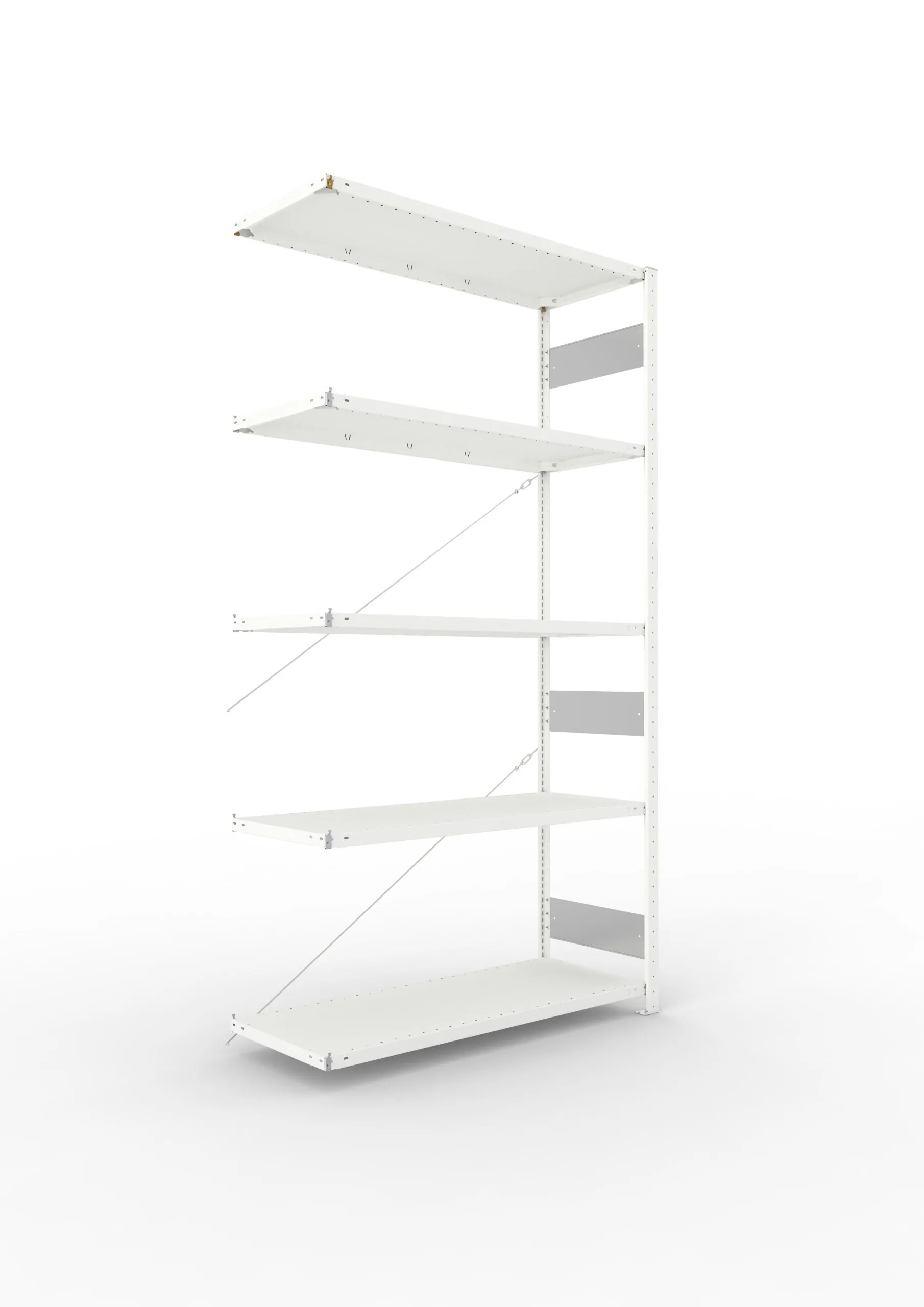 Meta Fachbodenregal Stecksystem S3 CLIP | Anbauregal | HxBxT 250x130x50cm | 5 Ebenen | Fachlast 230kg | Einseitig nutzbar | Lichtgrau