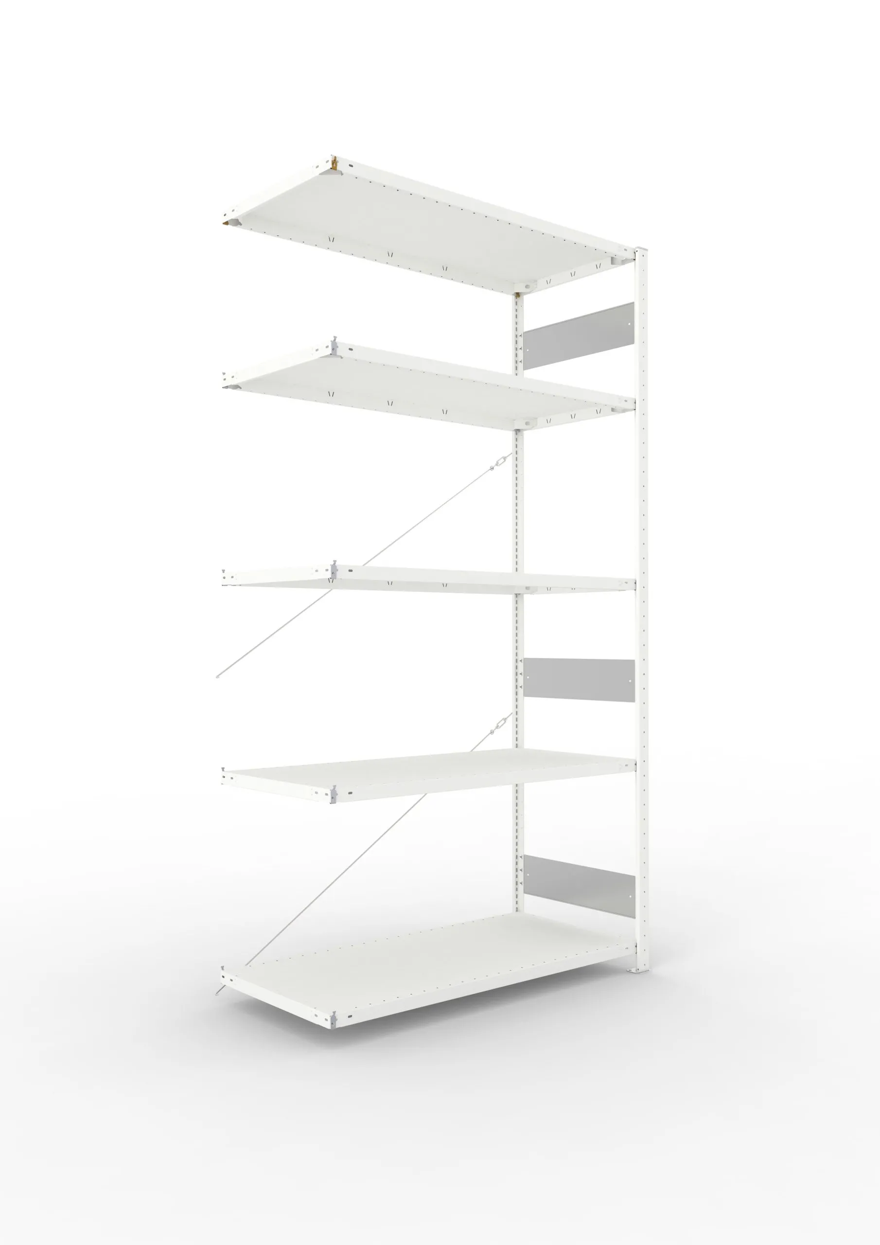 Meta Fachbodenregal Stecksystem S3 CLIP | Anbauregal | HxBxT 250x130x60cm | 5 Ebenen | Fachlast 230kg | Einseitig nutzbar | Lichtgrau