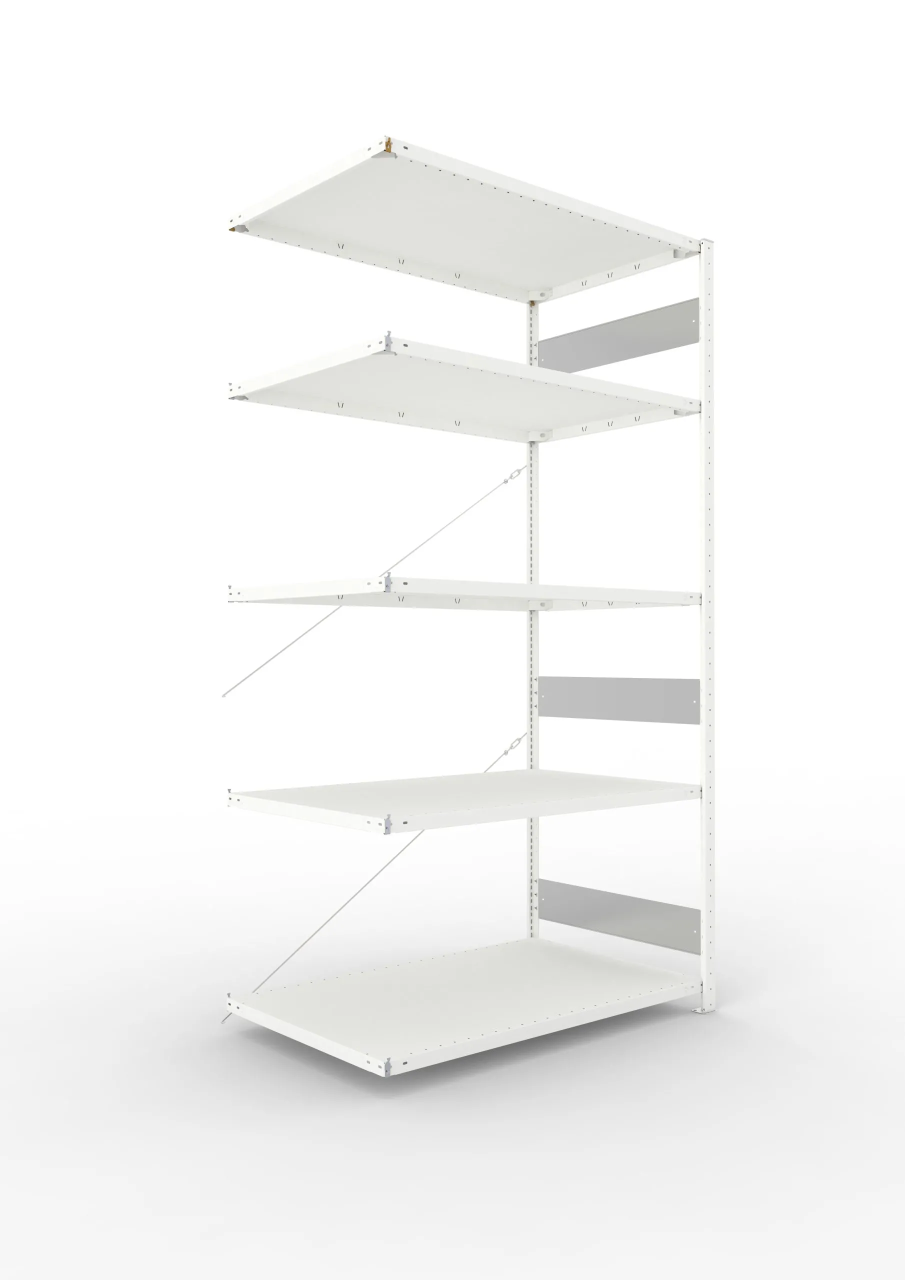 Meta Fachbodenregal Stecksystem S3 CLIP | Anbauregal | HxBxT 250x130x80cm | 5 Ebenen | Fachlast 230kg | Einseitig nutzbar | Lichtgrau