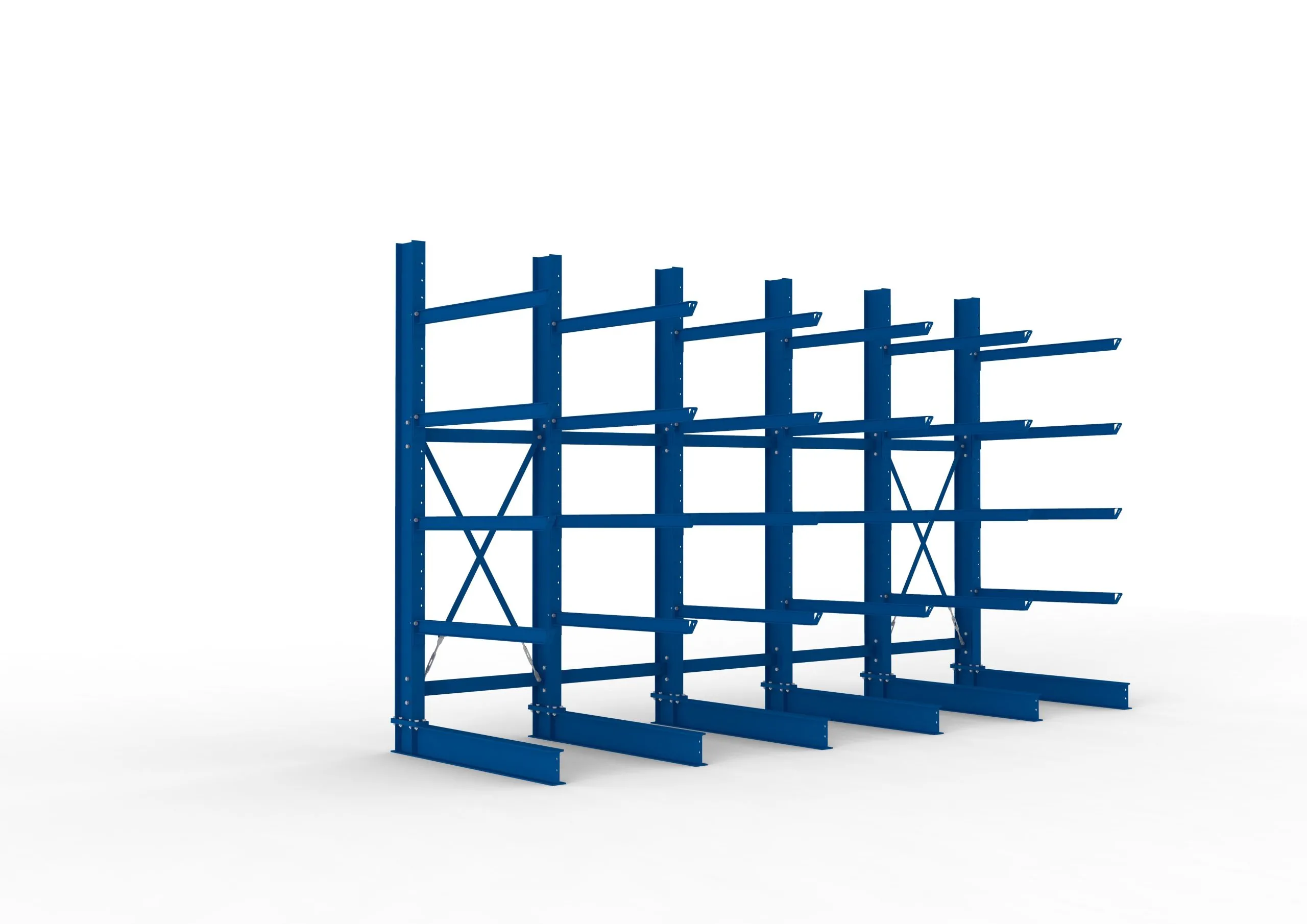 Meta Kragarmregal MULTISTRONG einseitig | Heavy-Duty | HxBxT 300x500x125cm | 5 Ebenen | Fachlast 400kg | Blau