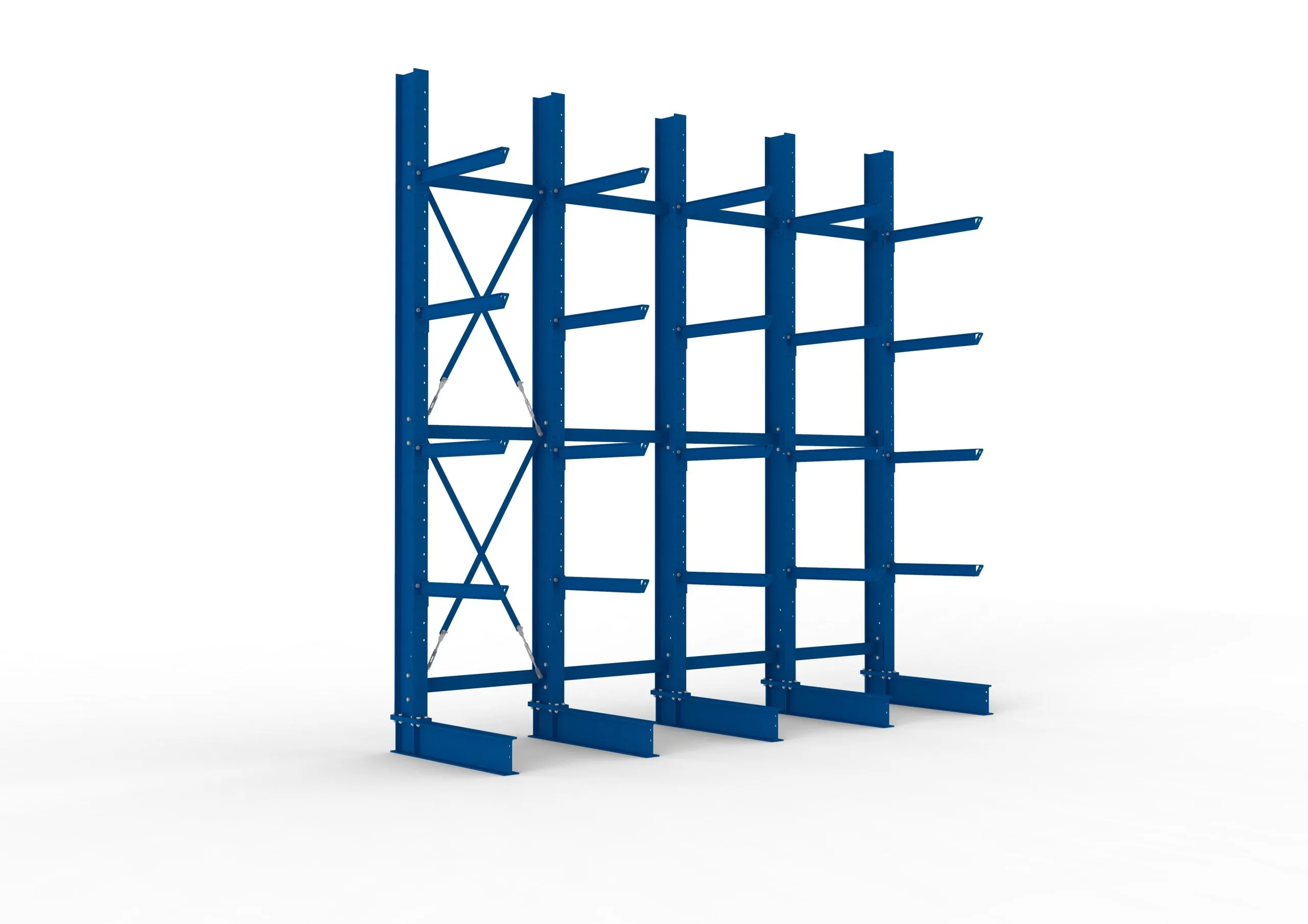 Meta Kragarmregal MULTISTRONG einseitig | Heavy-Duty | HxBxT 400x400x80cm | 5 Ebenen | Fachlast 3150kg | Blau