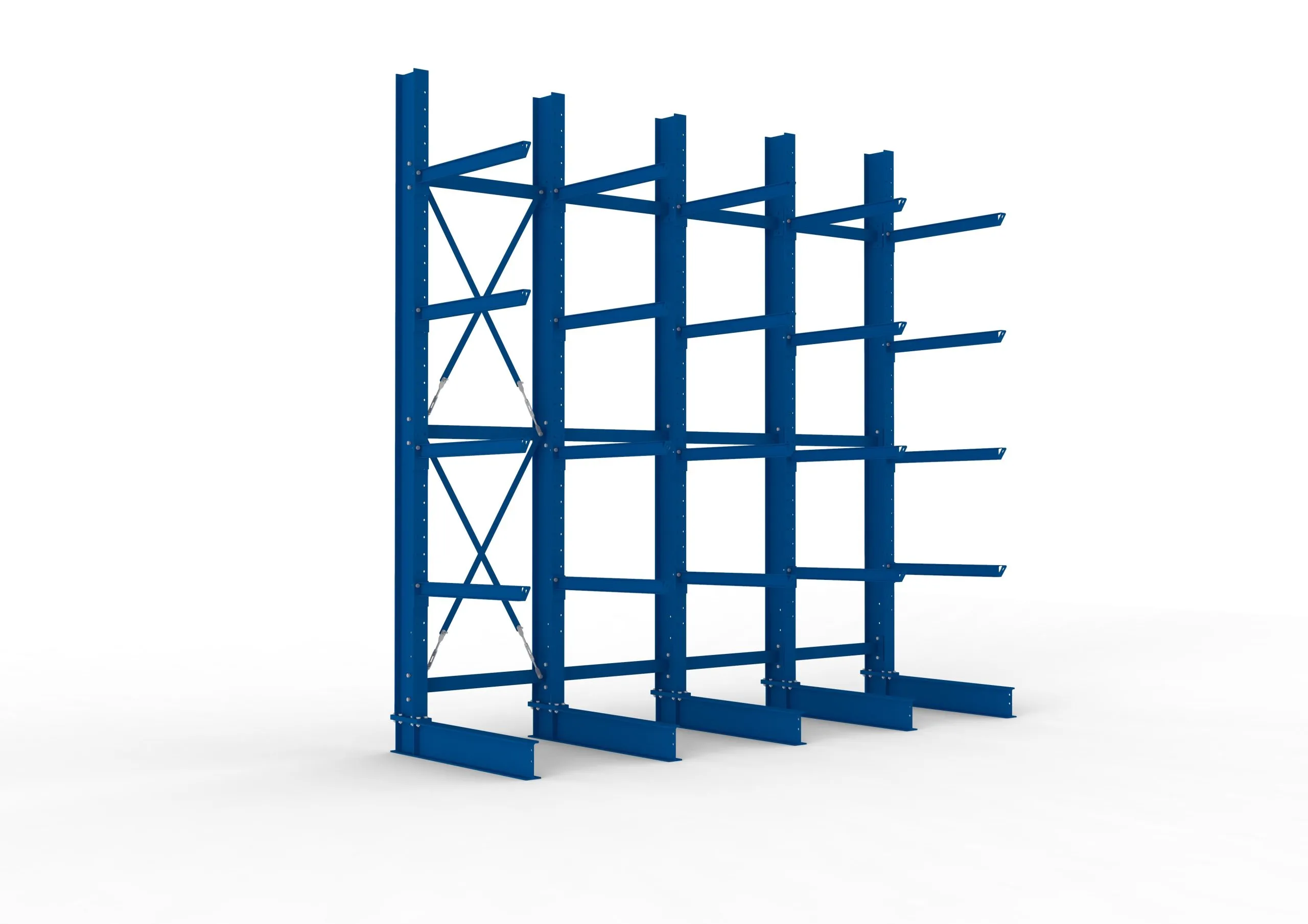 Meta Kragarmregal MULTISTRONG einseitig | Heavy-Duty | HxBxT 400x400x100cm | 5 Ebenen | Fachlast 2525kg | Blau