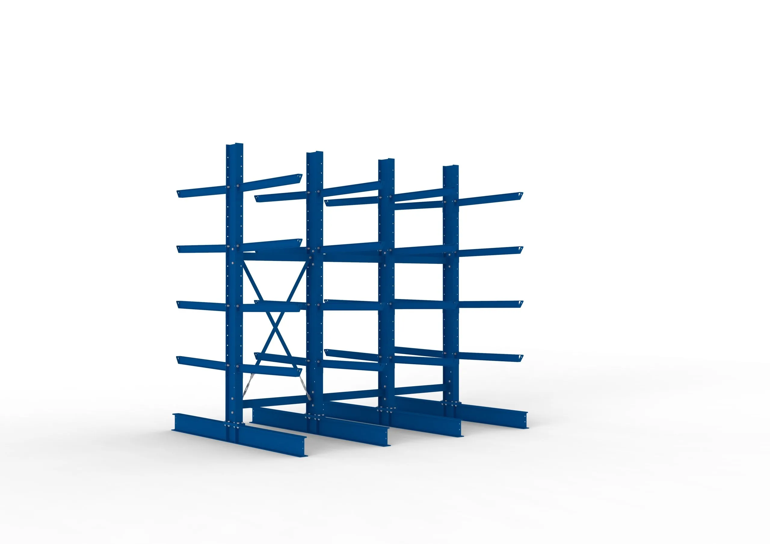 Meta Kragarmregal MULTISTRONG doppelseitig | Heavy-Duty | HxBxT 300x300x100cm | 5 Ebenen | Fachlast 2020kg | Blau