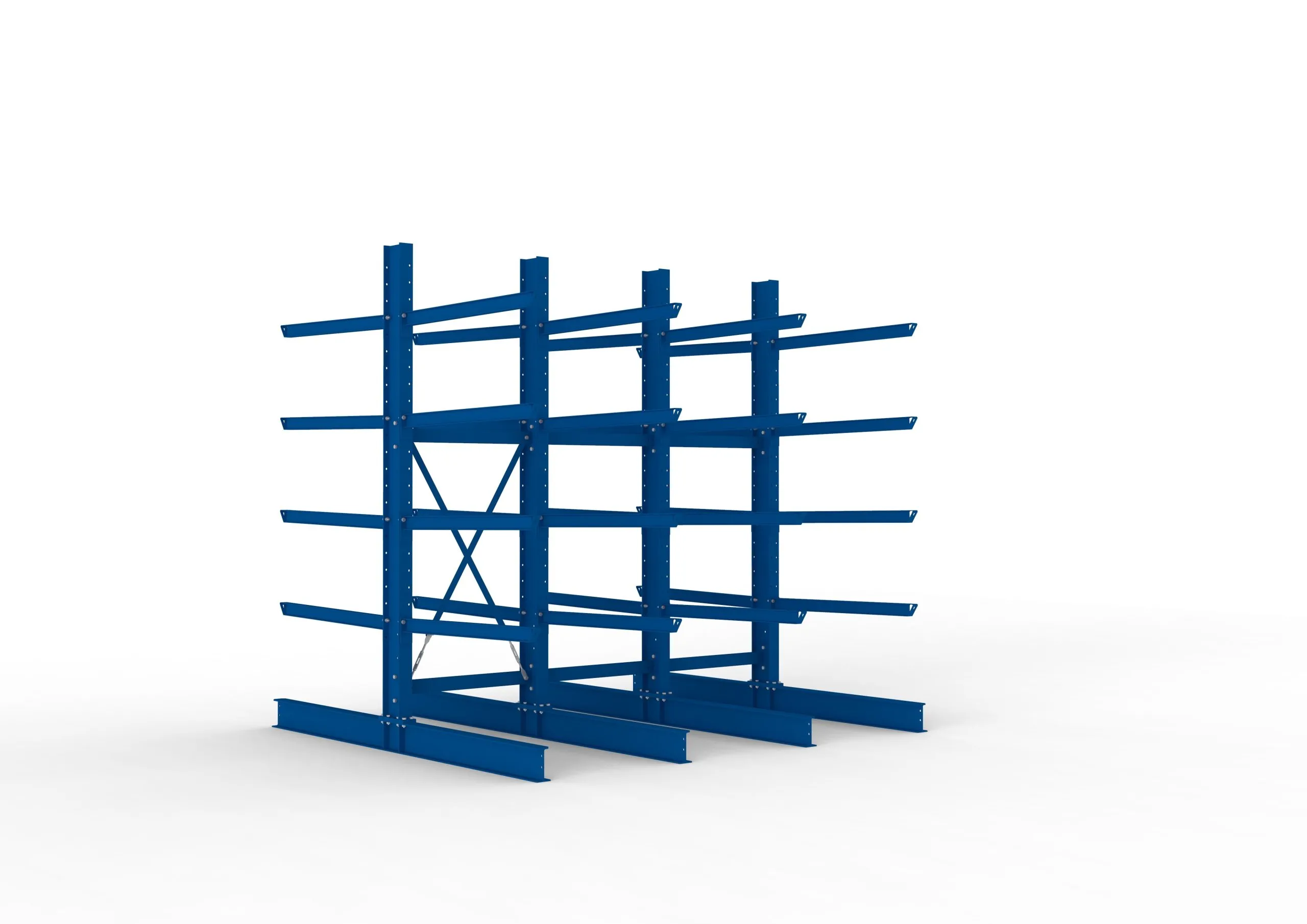 Meta Kragarmregal MULTISTRONG doppelseitig | Heavy-Duty | HxBxT 300x300x125cm | 5 Ebenen | Fachlast 1600kg | Blau