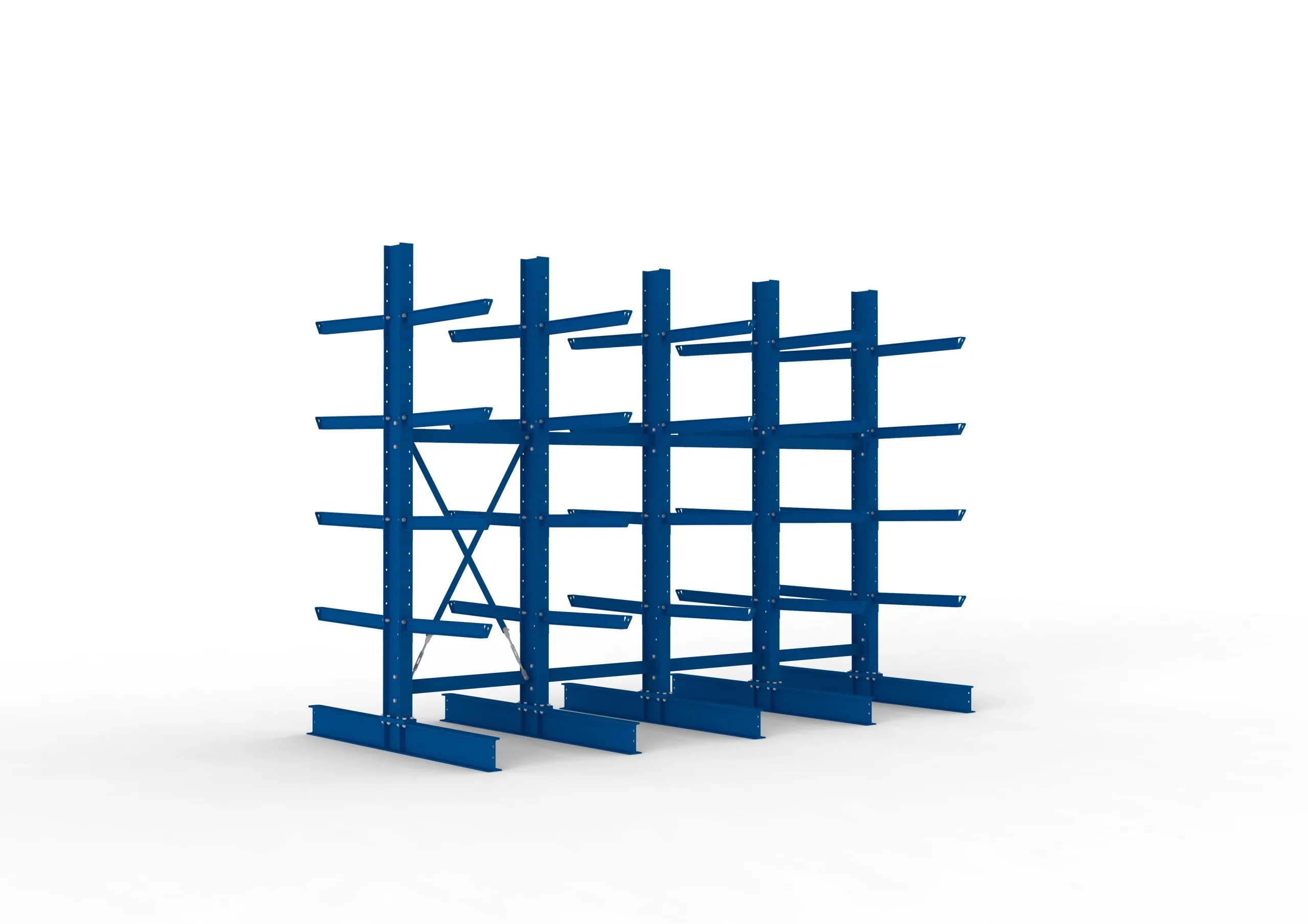 Meta Kragarmregal MULTISTRONG doppelseitig | Heavy-Duty | HxBxT 300x400x80cm | 5 Ebenen | Fachlast 3150kg | Blau