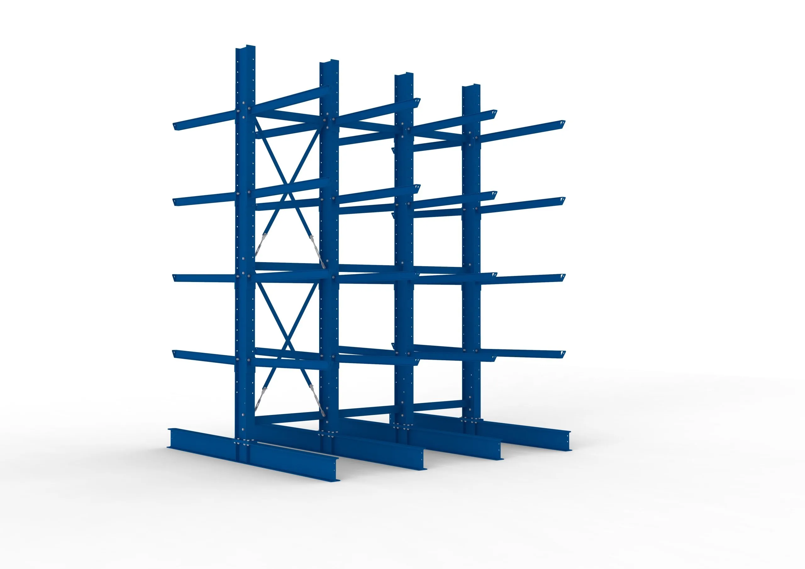 Meta Kragarmregal MULTISTRONG doppelseitig | Heavy-Duty | HxBxT 400x300x125cm | 5 Ebenen | Fachlast 1600kg | Blau