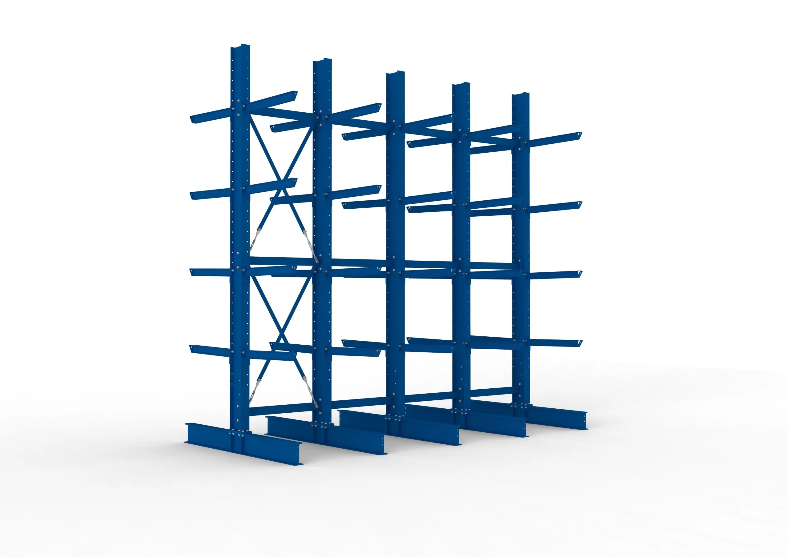 Meta Kragarmregal MULTISTRONG doppelseitig | Heavy-Duty | HxBxT 400x400x80cm | 5 Ebenen | Fachlast 3150kg | Blau
