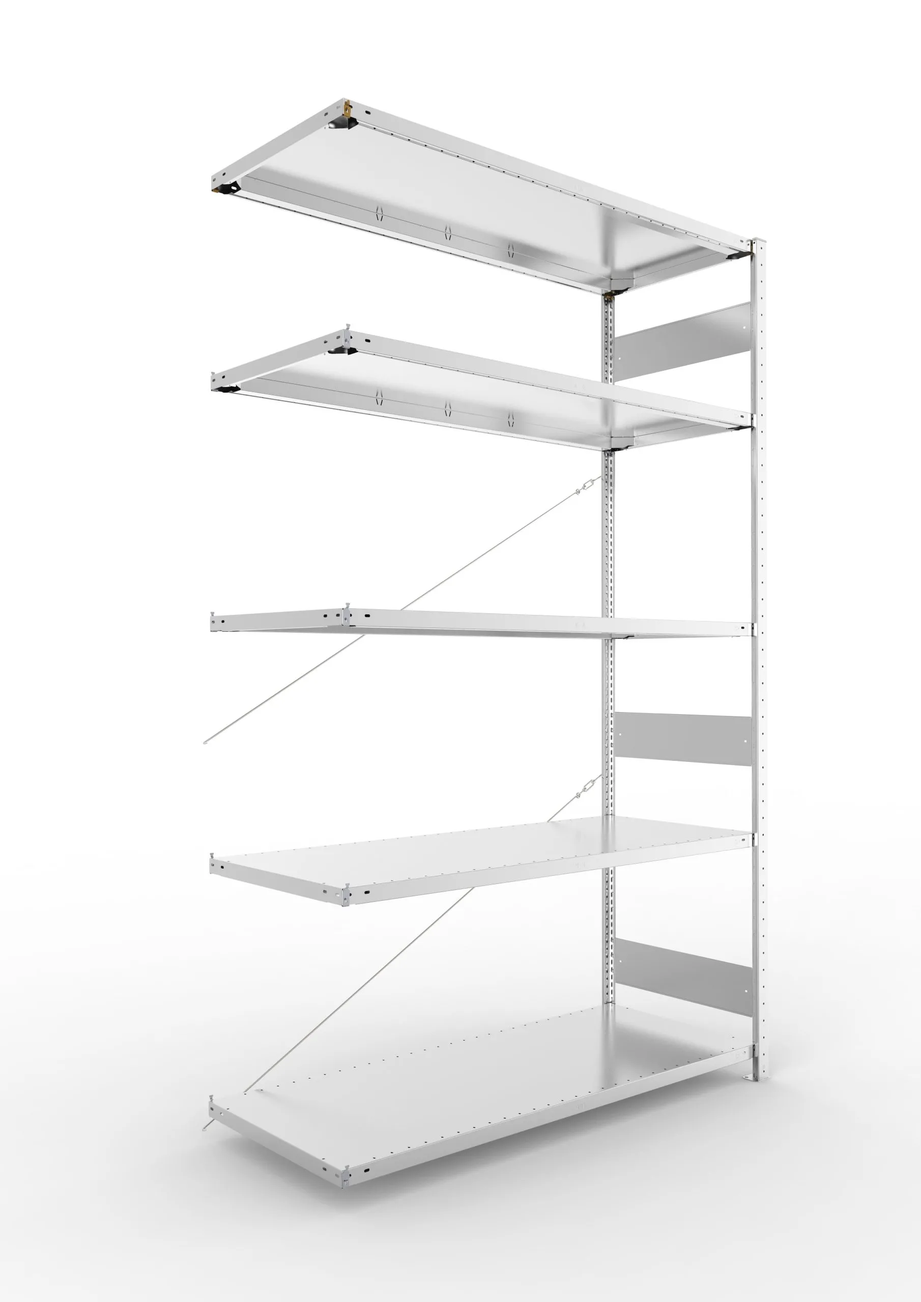 Meta Fachbodenregal Stecksystem S3 CLIP | Anbauregal | HxBxT 250x150x60cm | 5 Ebenen | Fachlast 200kg | Einseitig nutzbar | Verzinkt