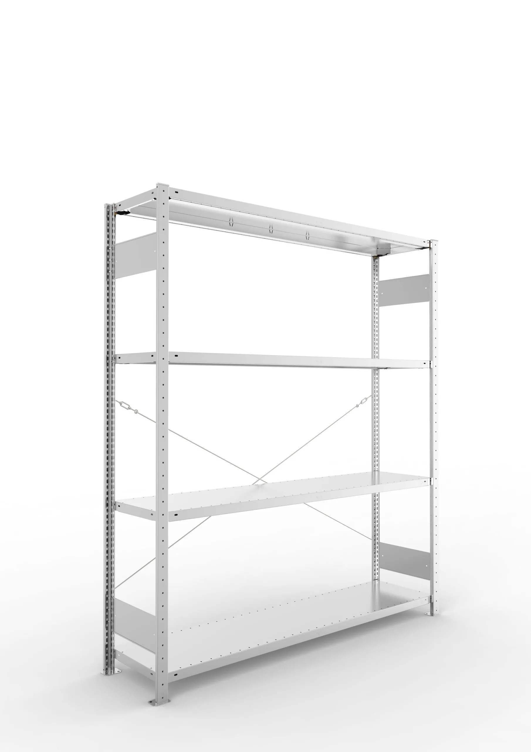 Meta Fachbodenregal Stecksystem S3 CLIP | Grundregal | HxBxT 200x170x40cm | 4 Ebenen | Fachlast 200kg | Einseitig nutzbar | Verzinkt