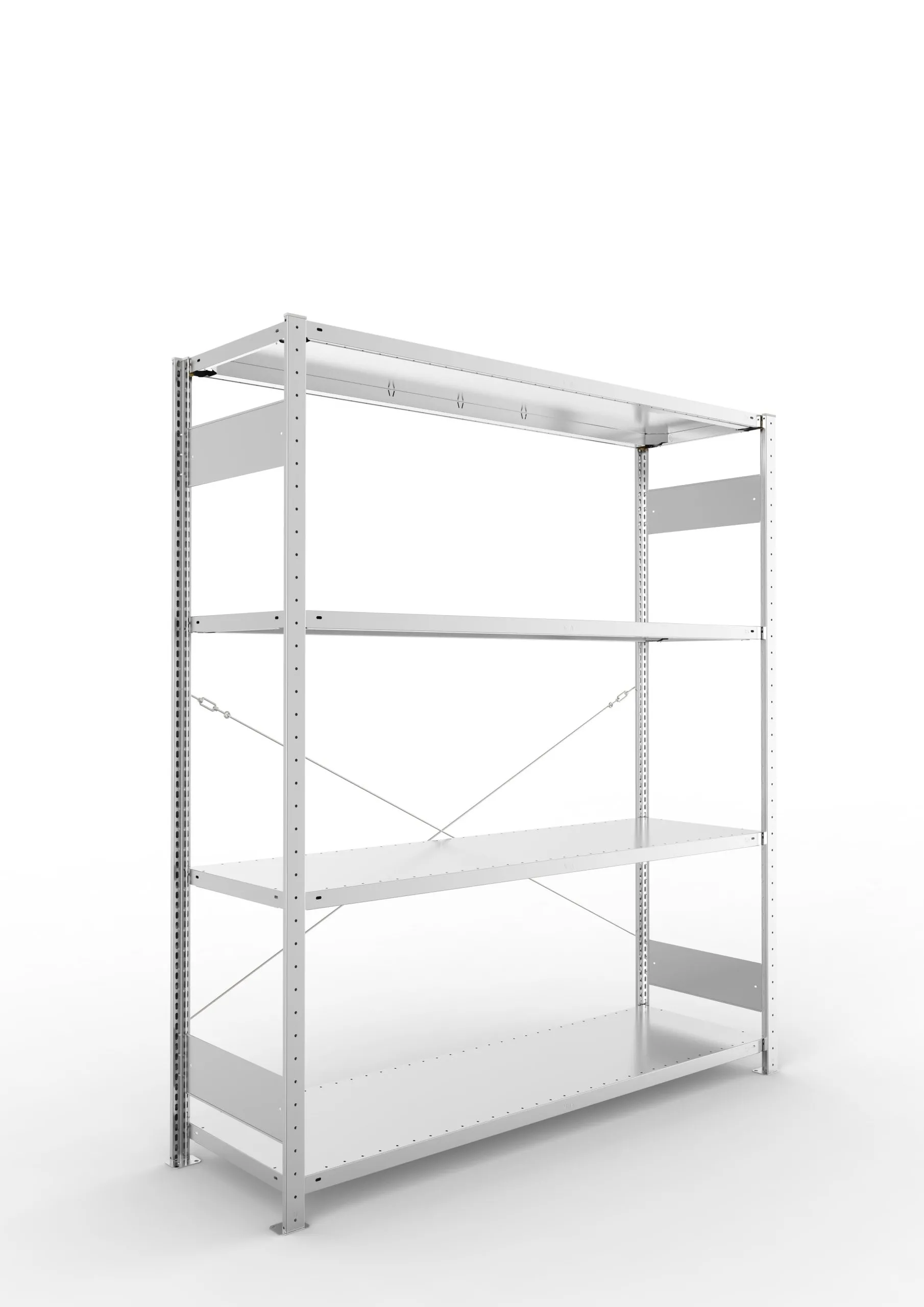 Meta Fachbodenregal Stecksystem S3 CLIP | Grundregal | HxBxT 200x170x50cm | 4 Ebenen | Fachlast 200kg | Einseitig nutzbar | Verzinkt