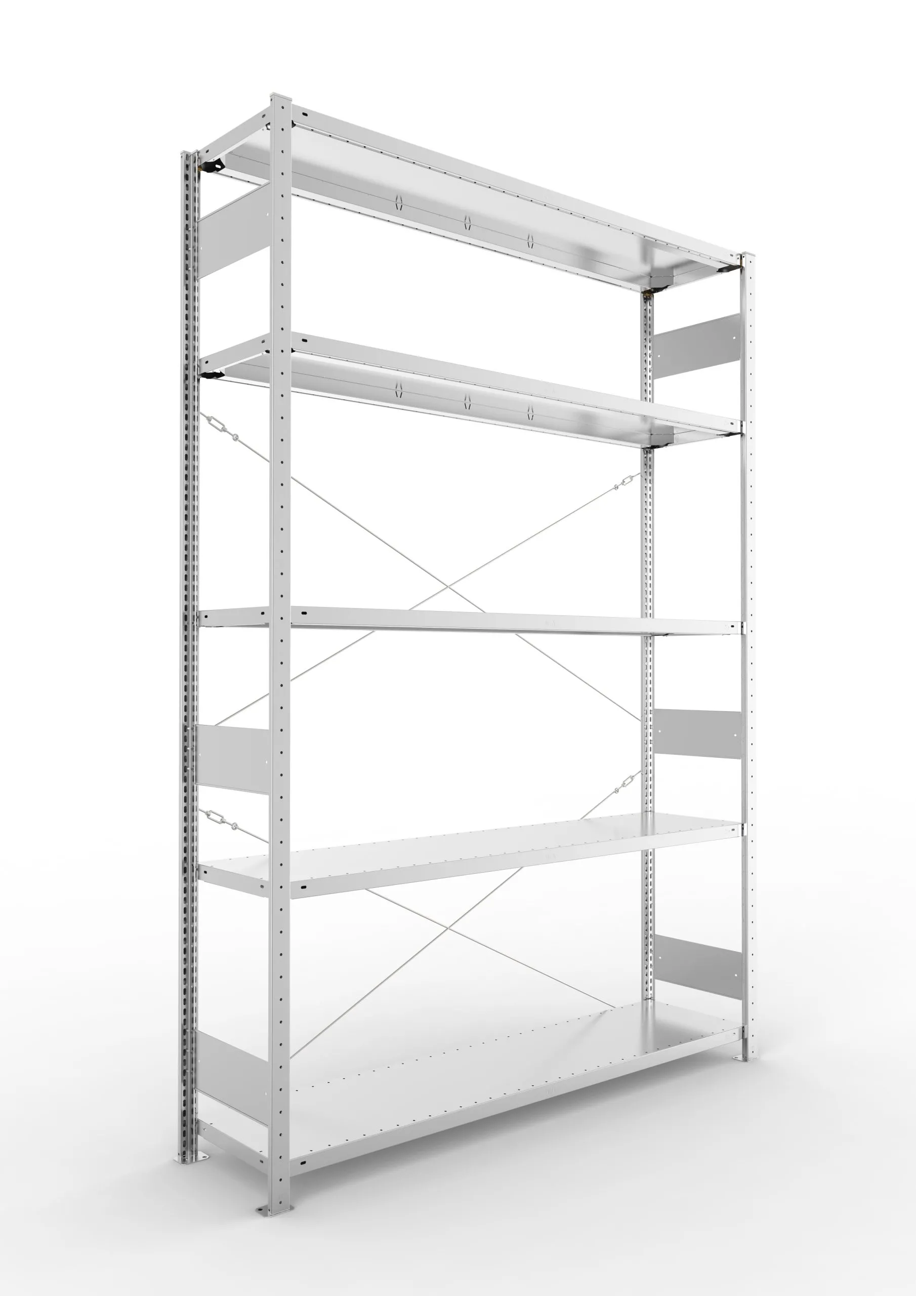 Meta Fachbodenregal Stecksystem S3 CLIP | Grundregal | HxBxT 250x170x40cm | 5 Ebenen | Fachlast 200kg | Einseitig nutzbar | Verzinkt