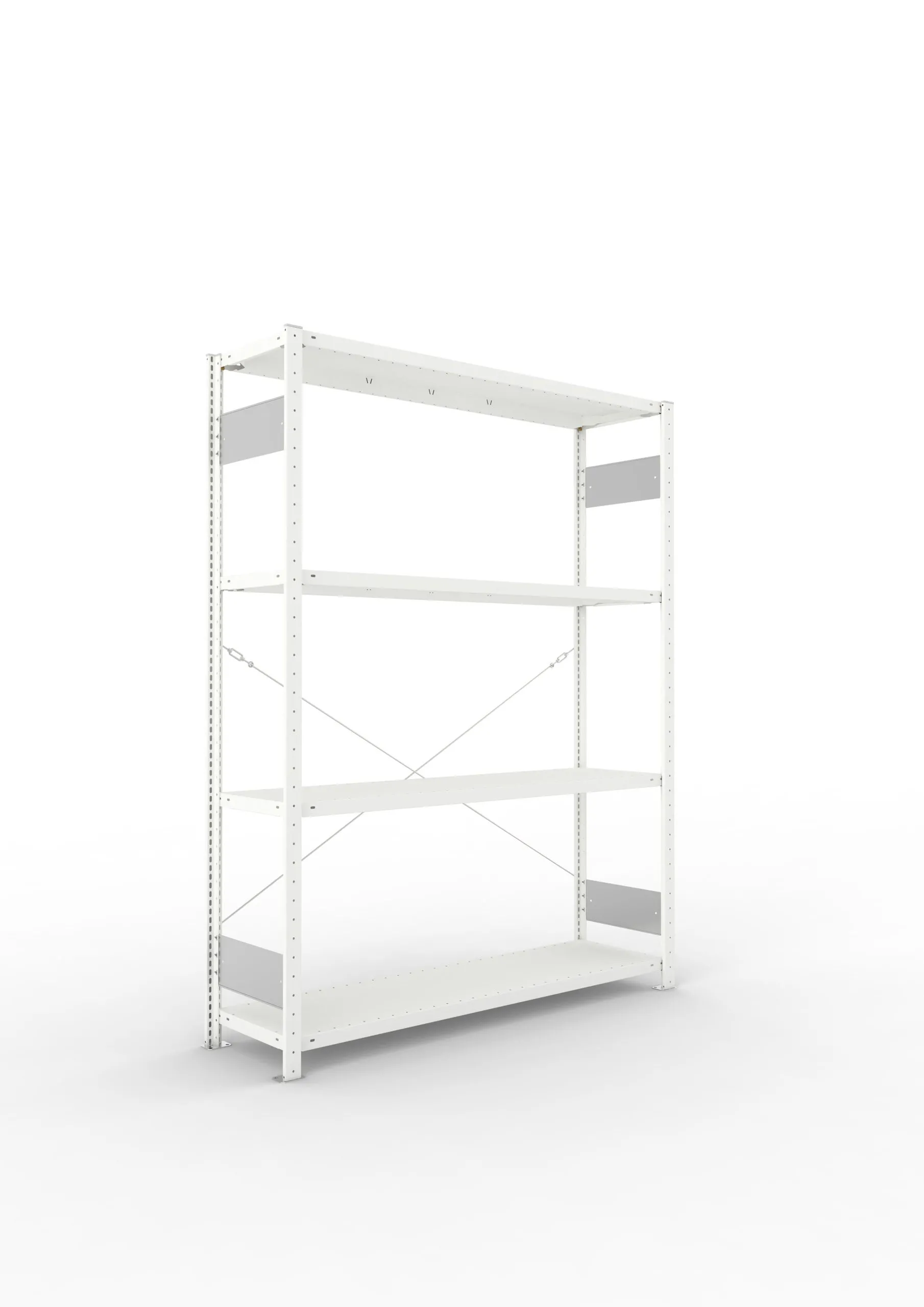 Meta Fachbodenregal Stecksystem S3 CLIP | Grundregal | HxBxT 200x150x40cm | 4 Ebenen | Fachlast 200kg | Einseitig nutzbar | Lichtgrau