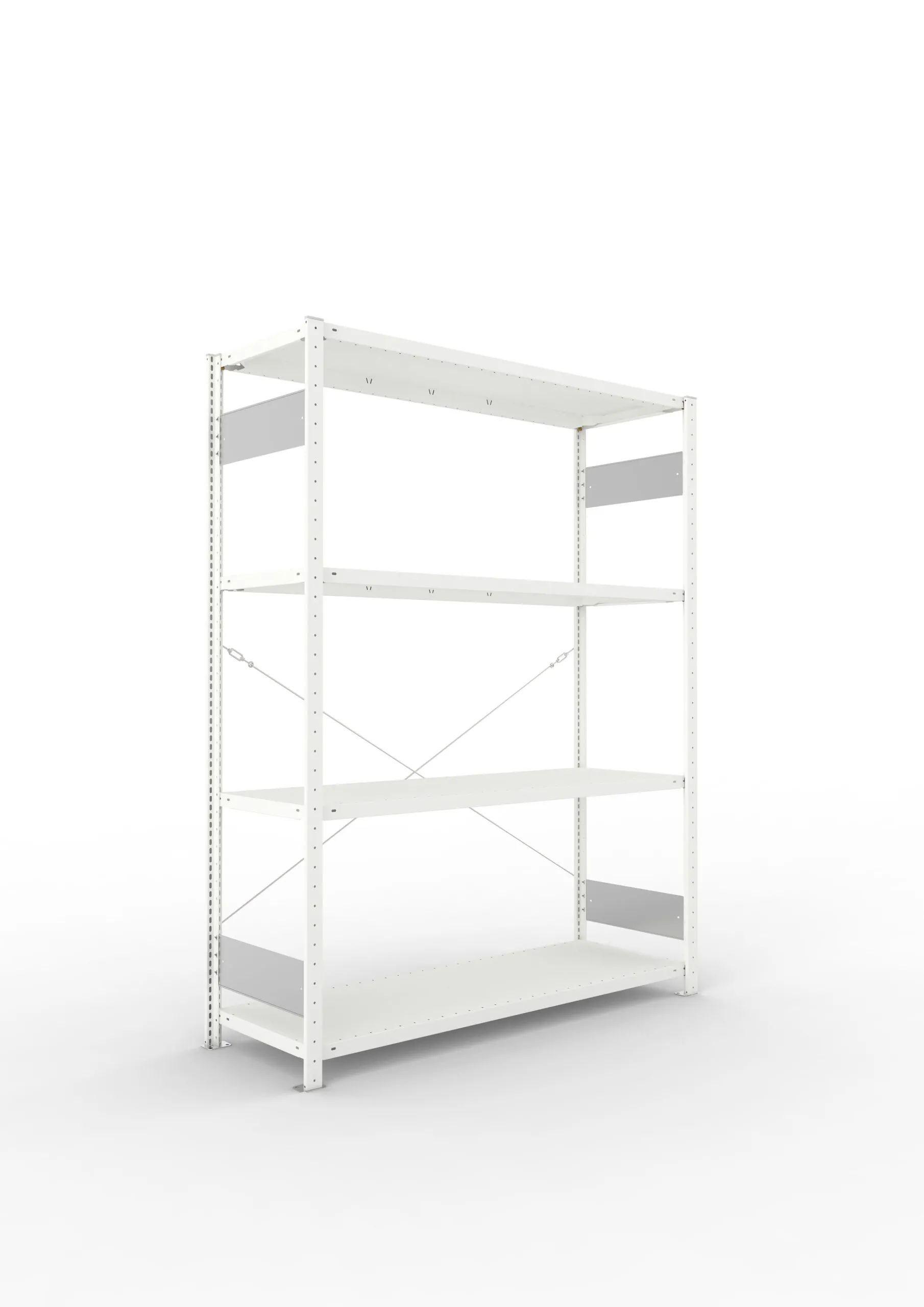 Meta Fachbodenregal Stecksystem S3 CLIP | Grundregal | HxBxT 200x150x50cm | 4 Ebenen | Fachlast 200kg | Einseitig nutzbar | Lichtgrau