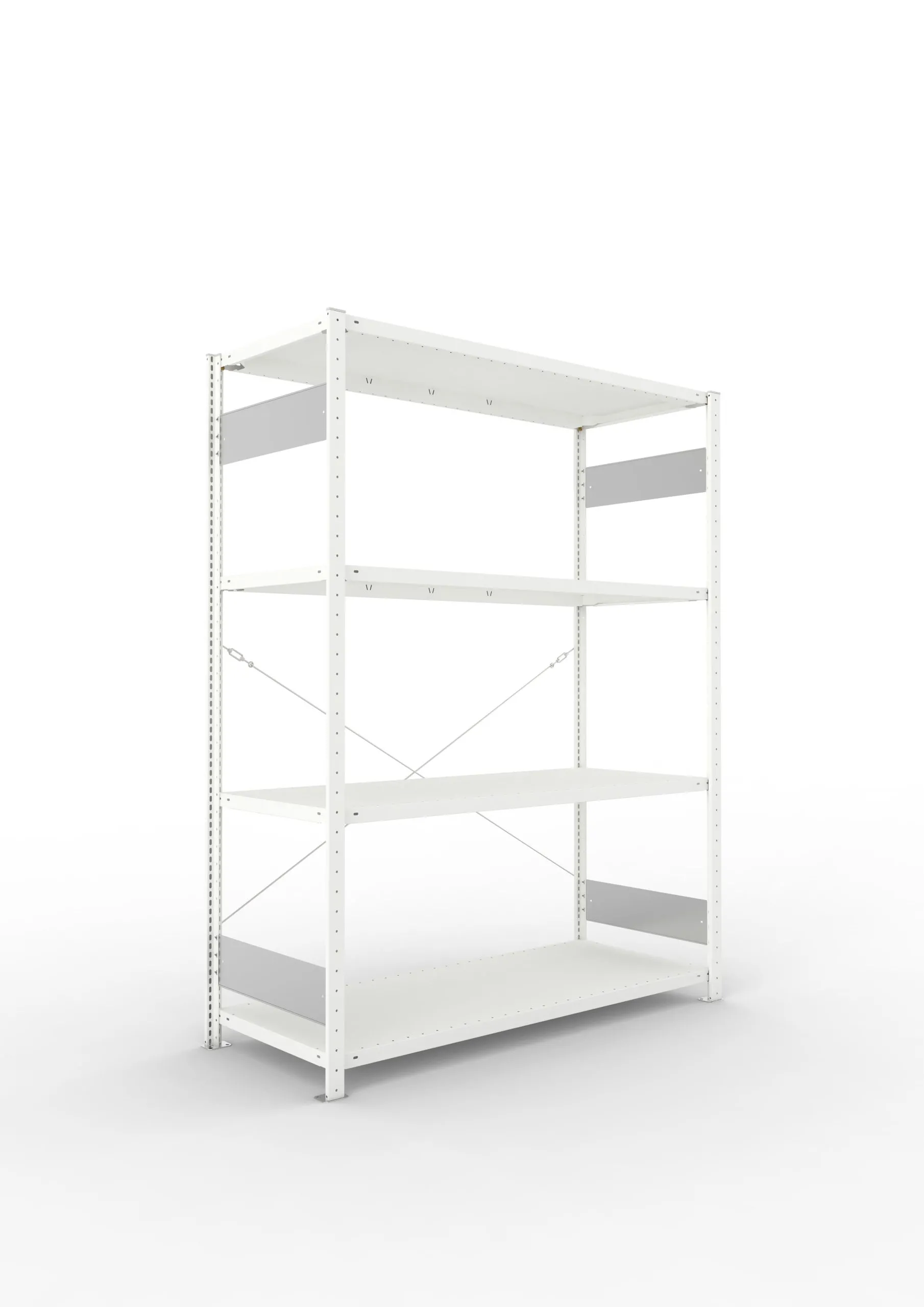 Meta Fachbodenregal Stecksystem S3 CLIP | Grundregal | HxBxT 200x150x60cm | 4 Ebenen | Fachlast 200kg | Einseitig nutzbar | Lichtgrau