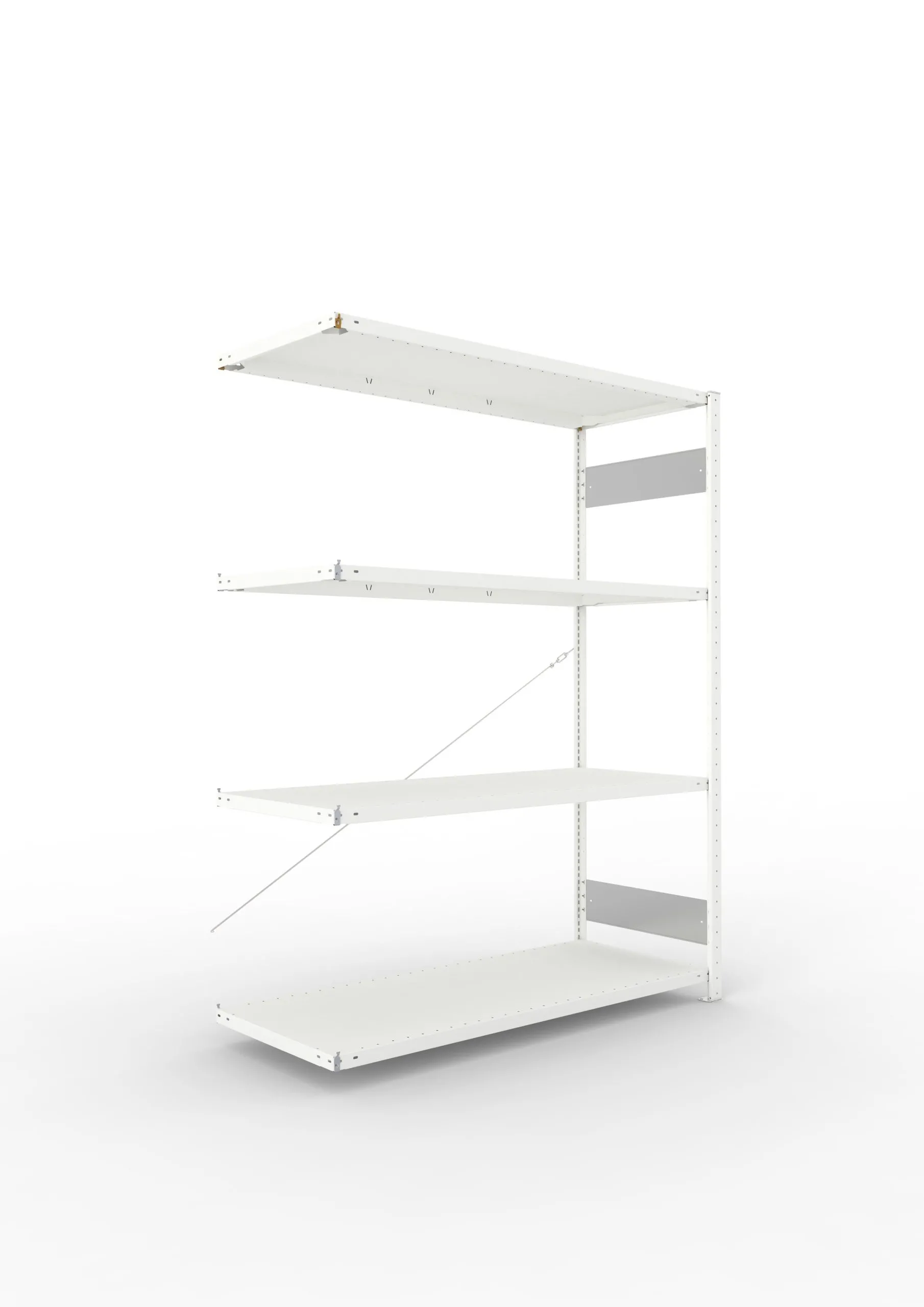 Meta Fachbodenregal Stecksystem S3 CLIP | Anbauregal | HxBxT 200x150x60cm | 4 Ebenen | Fachlast 200kg | Einseitig nutzbar | Lichtgrau