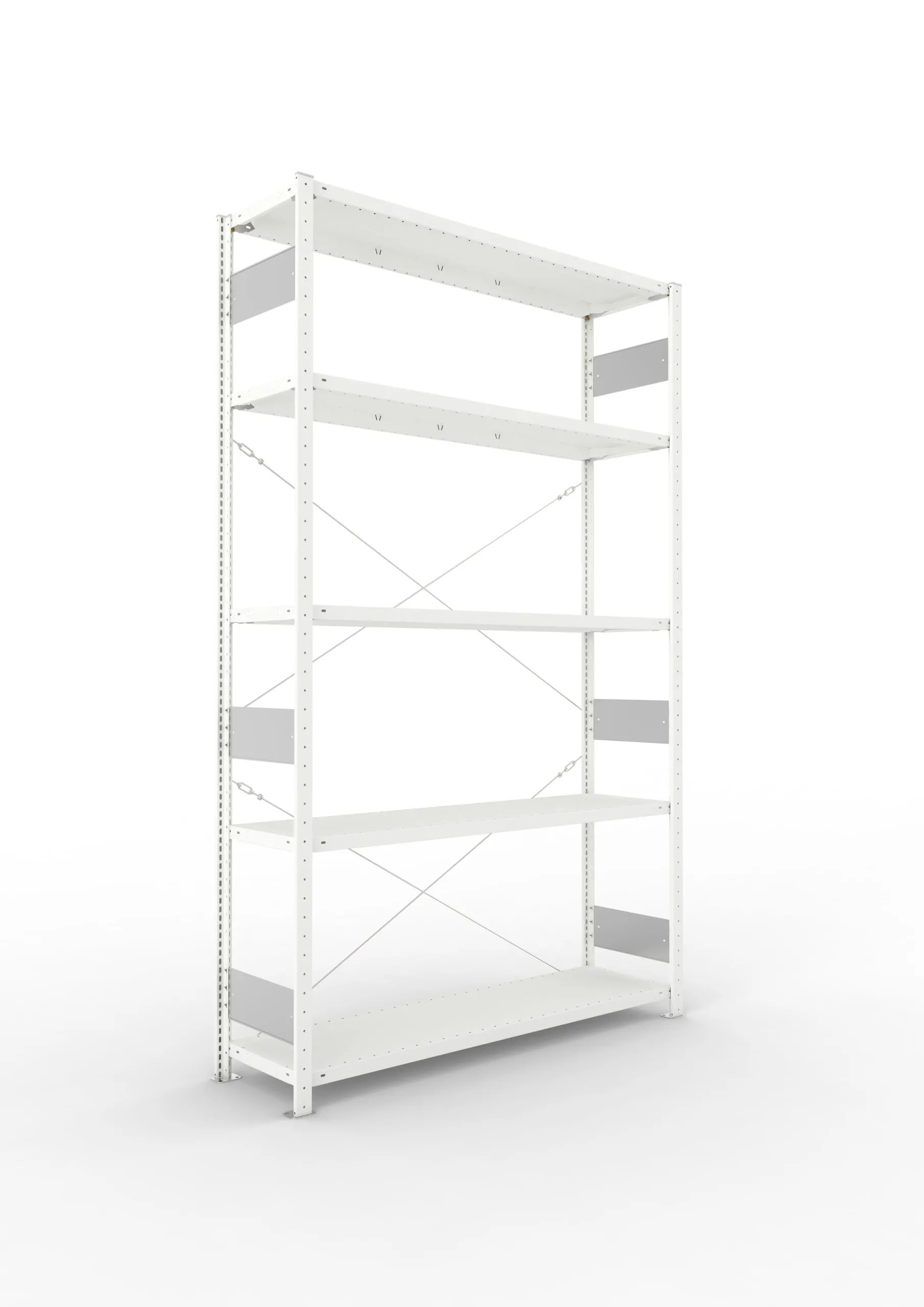 Meta Fachbodenregal Stecksystem S3 CLIP | Grundregal | HxBxT 250x150x40cm | 5 Ebenen | Fachlast 200kg | Einseitig nutzbar | Lichtgrau