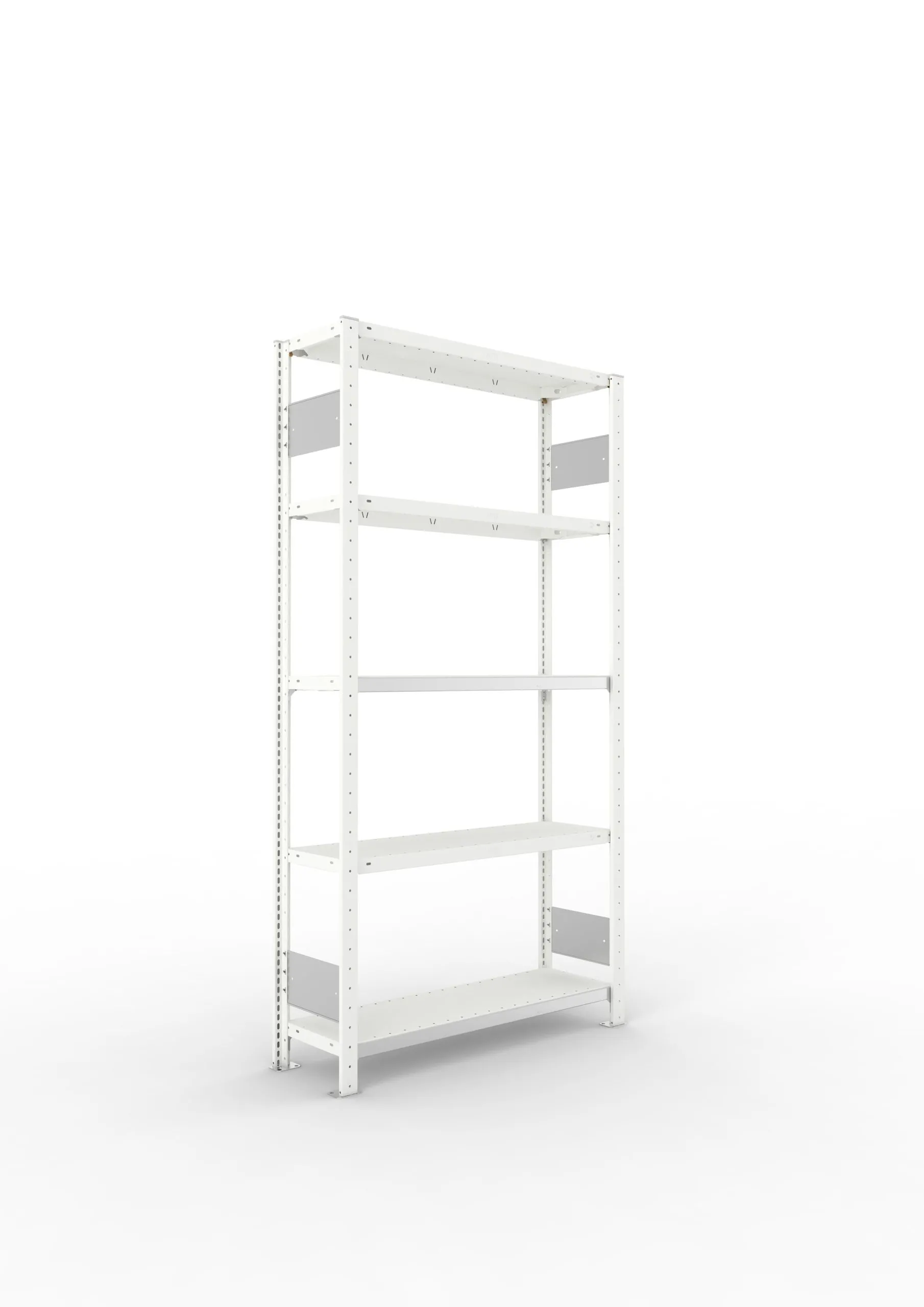 Meta Fachbodenregal Stecksystem S3 CLIP | Grundregal | HxBxT 200x100x30cm | 5 Ebenen | Fachlast 150kg | Beidseitig nutzbar | Lichtgrau