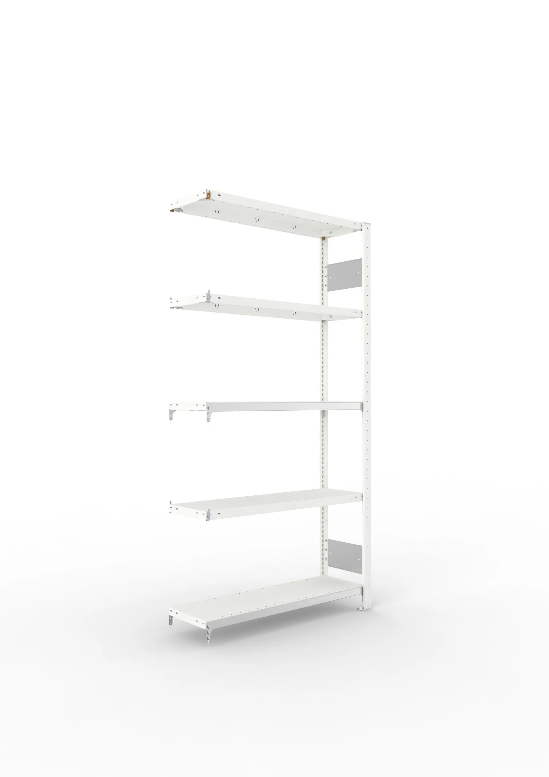 Meta Fachbodenregal Stecksystem S3 CLIP | Anbauregal | HxBxT 200x100x30cm | 5 Ebenen | Fachlast 150kg | Beidseitig nutzbar | Lichtgrau