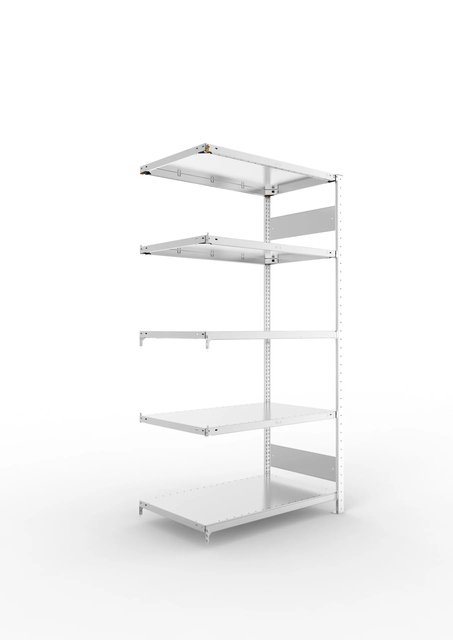 Meta Fachbodenregal Stecksystem S3 CLIP | Anbauregal | HxBxT 200x100x60cm | 5 Ebenen | Fachlast 150kg | Beidseitig nutzbar | Verzinkt