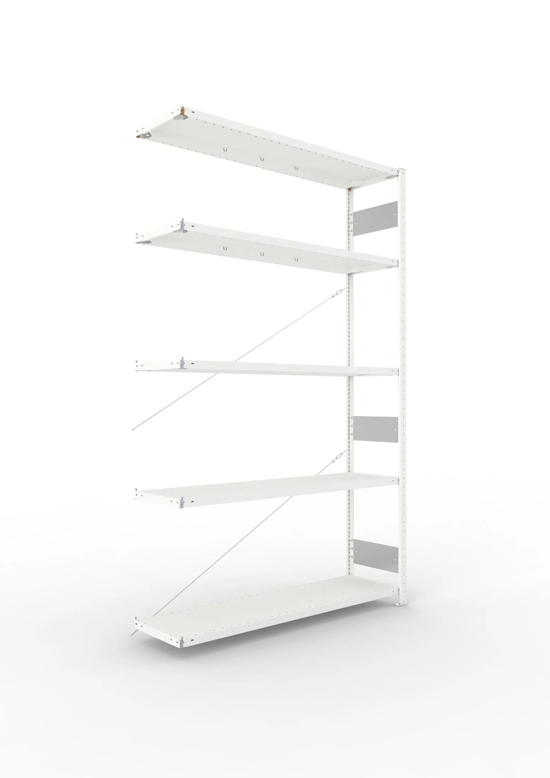 Meta Fachbodenregal Stecksystem S3 CLIP | Anbauregal | HxBxT 250x150x40cm | 5 Ebenen | Fachlast 200kg | Einseitig nutzbar | Lichtgrau