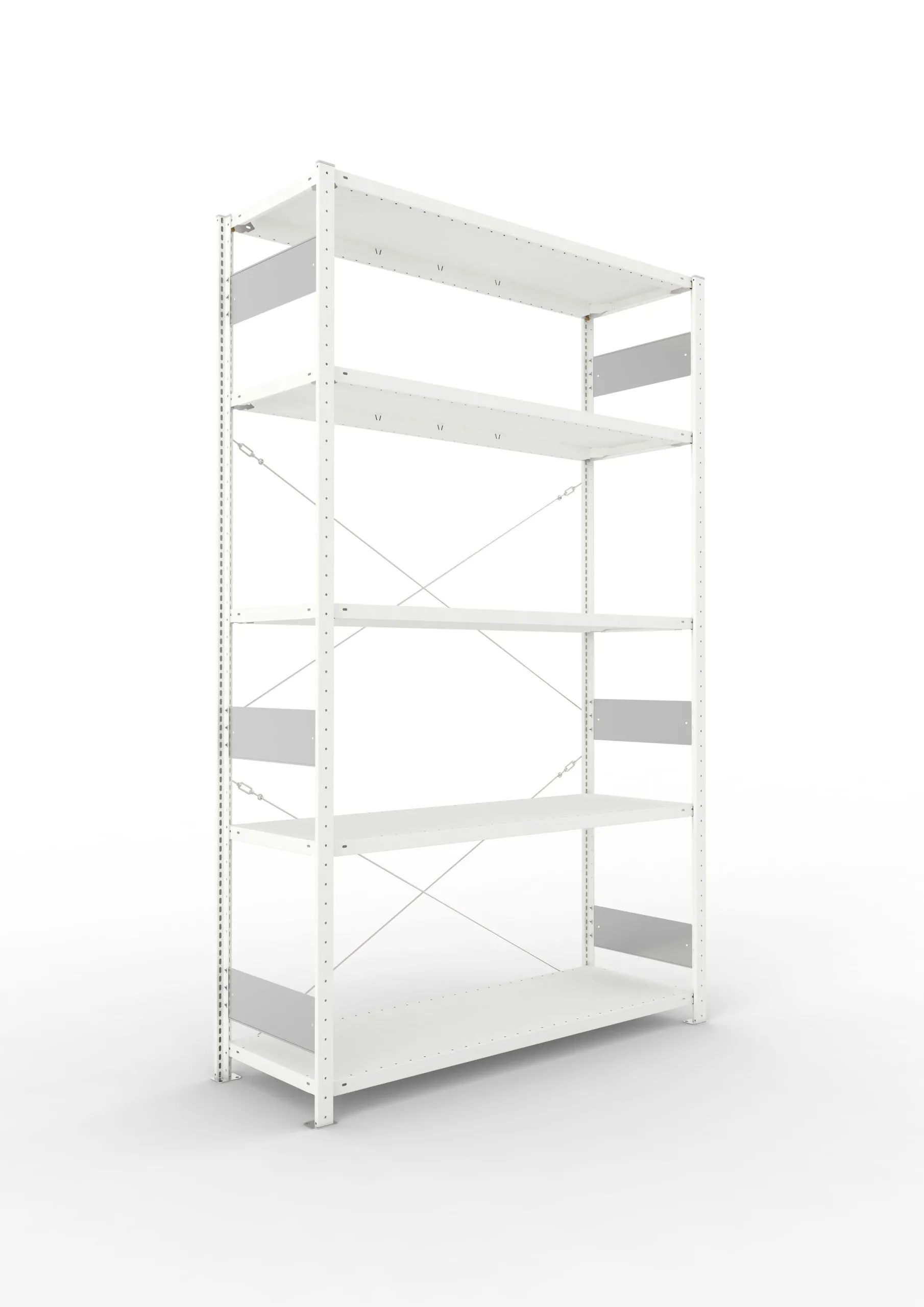 Meta Fachbodenregal Stecksystem S3 CLIP | Grundregal | HxBxT 250x150x50cm | 5 Ebenen | Fachlast 200kg | Einseitig nutzbar | Lichtgrau