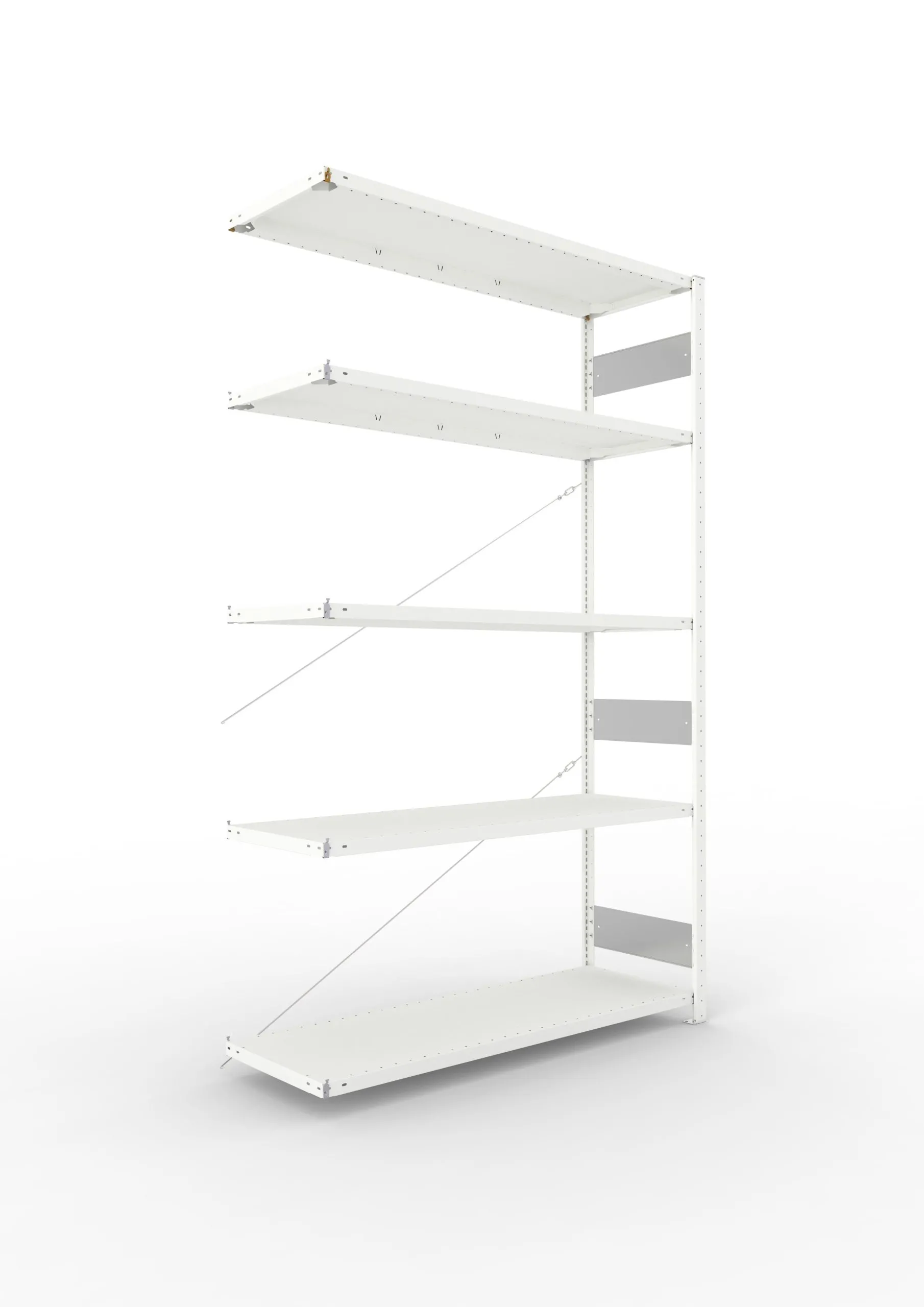 Meta Fachbodenregal Stecksystem S3 CLIP | Anbauregal | HxBxT 250x150x50cm | 5 Ebenen | Fachlast 200kg | Einseitig nutzbar | Lichtgrau