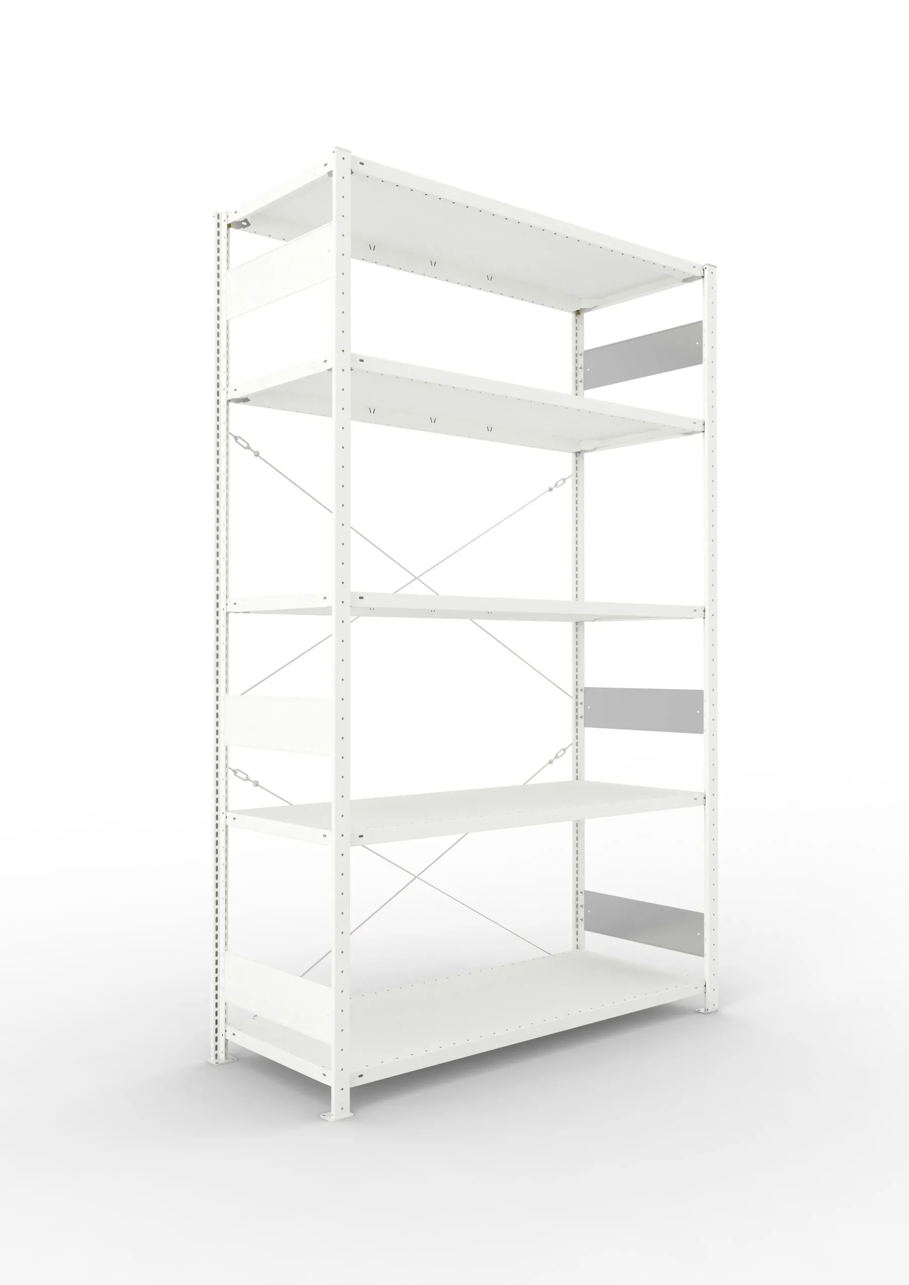 Meta Fachbodenregal Stecksystem S3 CLIP | Grundregal | HxBxT 250x150x60cm | 5 Ebenen | Fachlast 200kg | Einseitig nutzbar | Lichtgrau