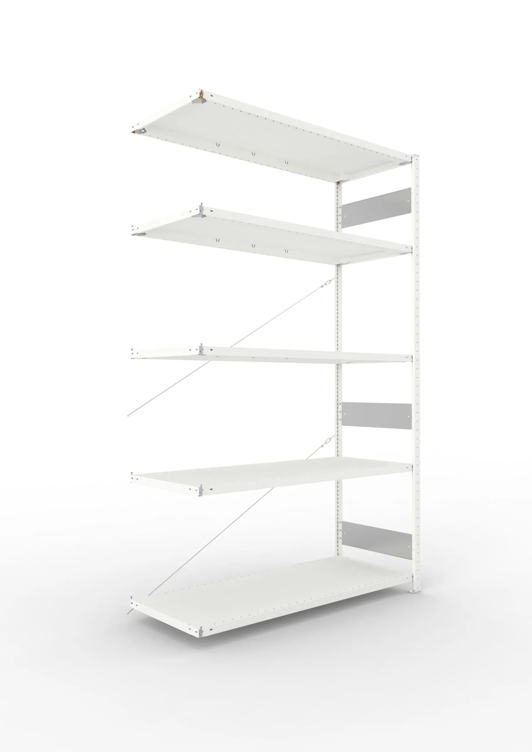 Meta Fachbodenregal Stecksystem S3 CLIP | Anbauregal | HxBxT 250x150x60cm | 5 Ebenen | Fachlast 200kg | Einseitig nutzbar | Lichtgrau