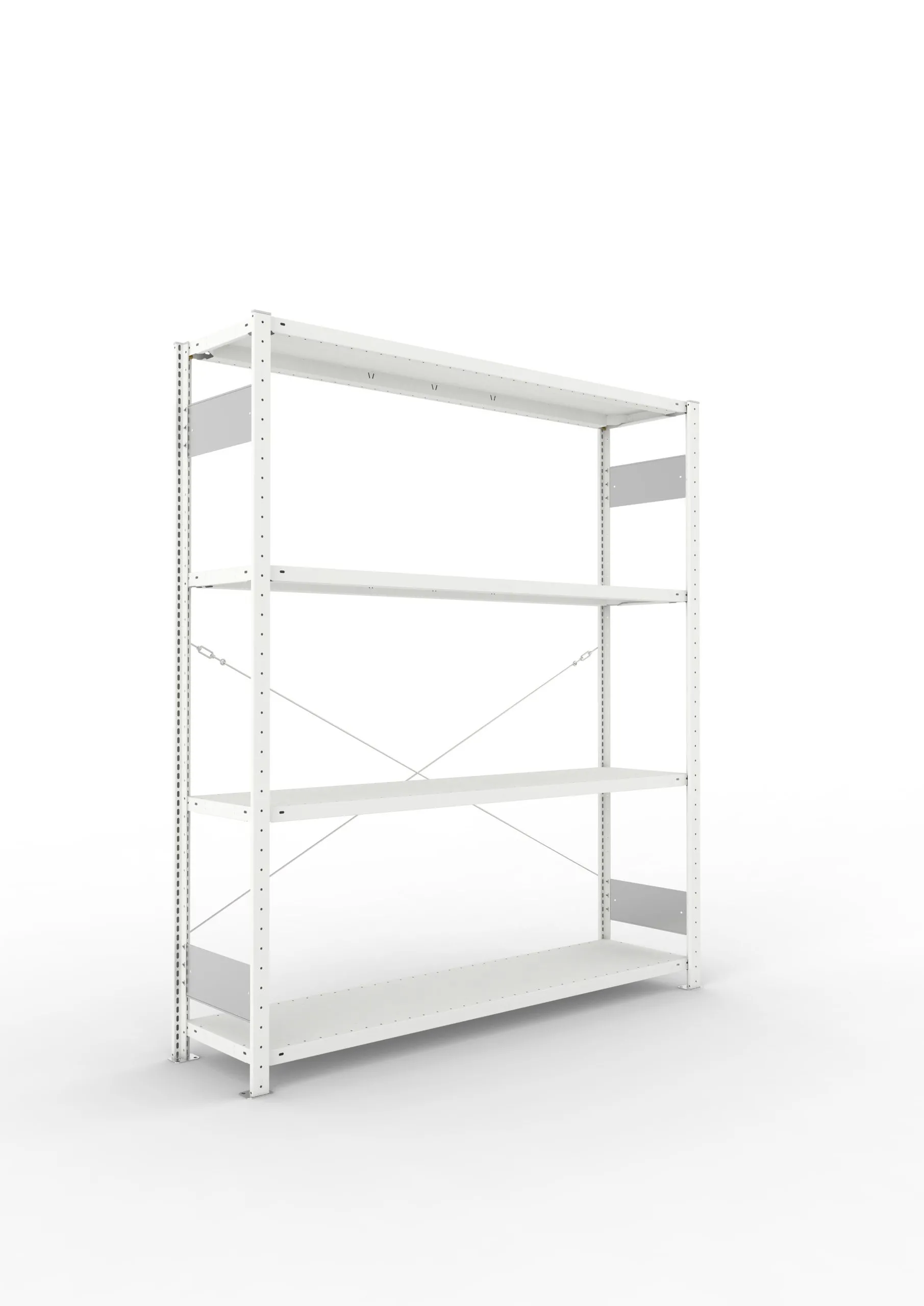 Meta Fachbodenregal Stecksystem S3 CLIP | Grundregal | HxBxT 200x170x40cm | 4 Ebenen | Fachlast 200kg | Einseitig nutzbar | Lichtgrau