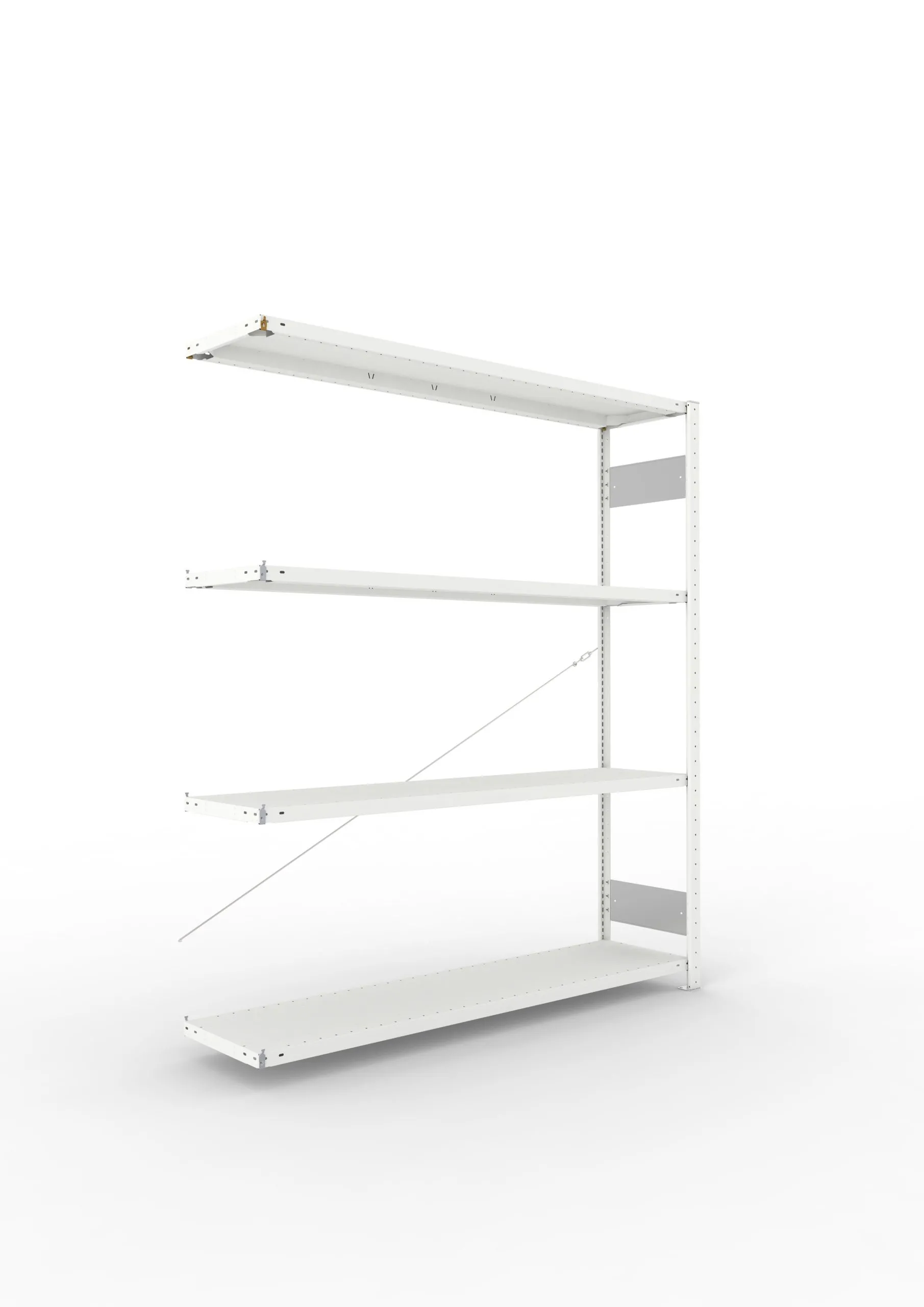 Meta Fachbodenregal Stecksystem S3 CLIP | Anbauregal | HxBxT 200x170x40cm | 4 Ebenen | Fachlast 200kg | Einseitig nutzbar | Lichtgrau