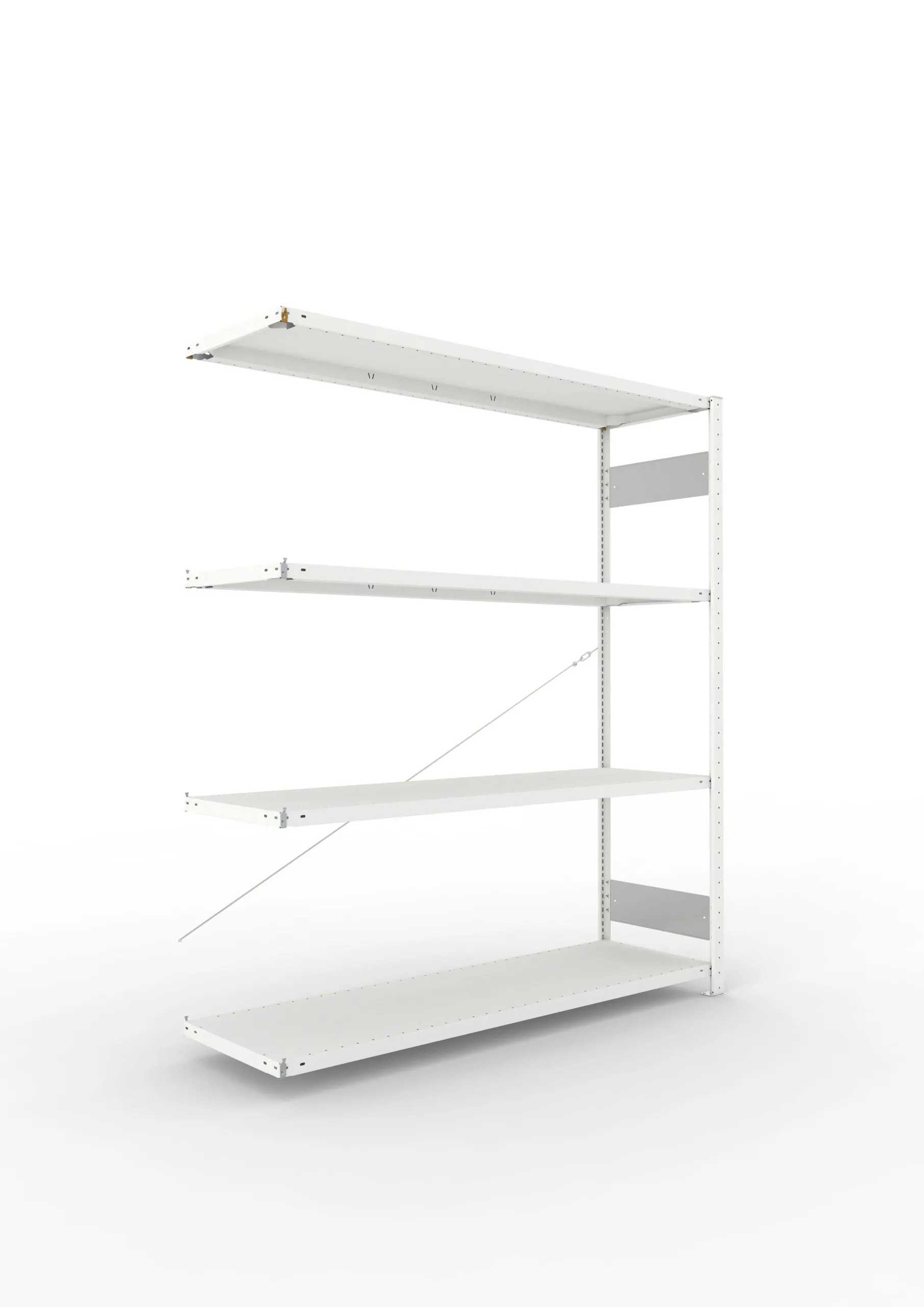 Meta Fachbodenregal Stecksystem S3 CLIP | Anbauregal | HxBxT 200x170x50cm | 4 Ebenen | Fachlast 200kg | Einseitig nutzbar | Lichtgrau