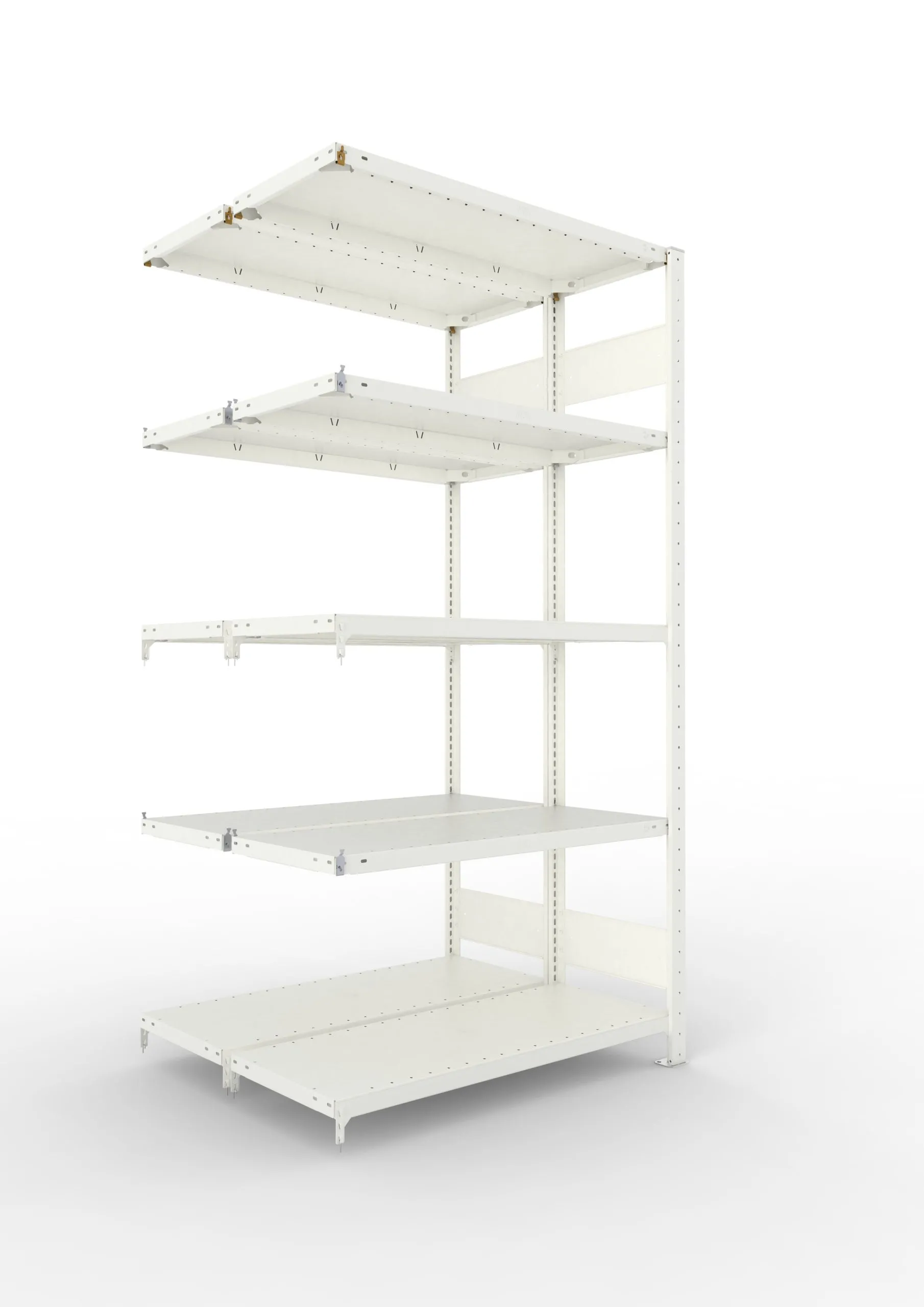 Meta Fachbodenregal Stecksystem S3 CLIP | Anbauregal | HxBxT 200x100x80cm | 5 Ebenen | Fachlast 150kg | Doppelseitige Bauart | Lichtgrau