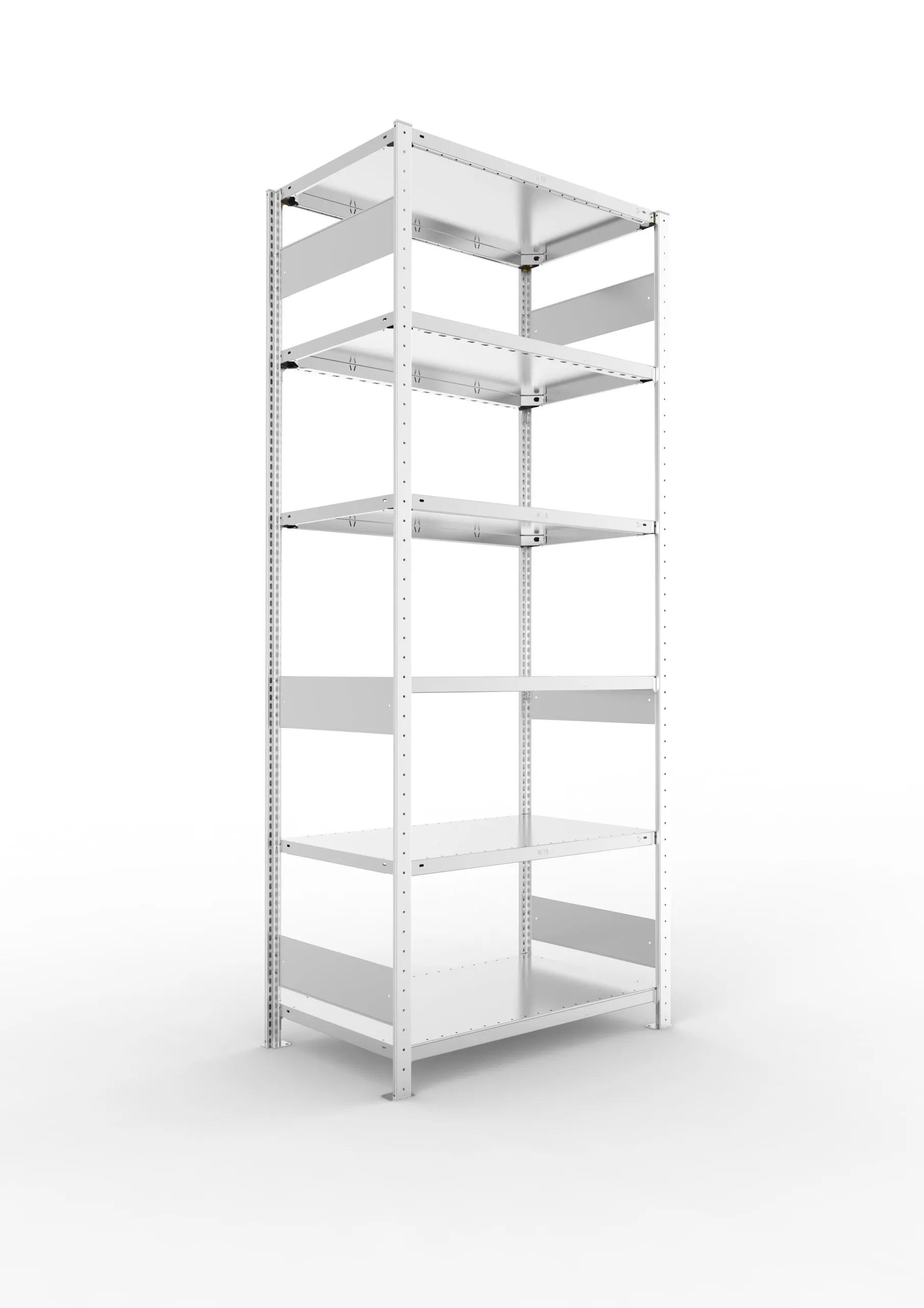 Meta Fachbodenregal Stecksystem S3 CLIP | Grundregal | HxBxT 250x100x60cm | 6 Ebenen | Fachlast 150kg | Beidseitig nutzbar | Verzinkt