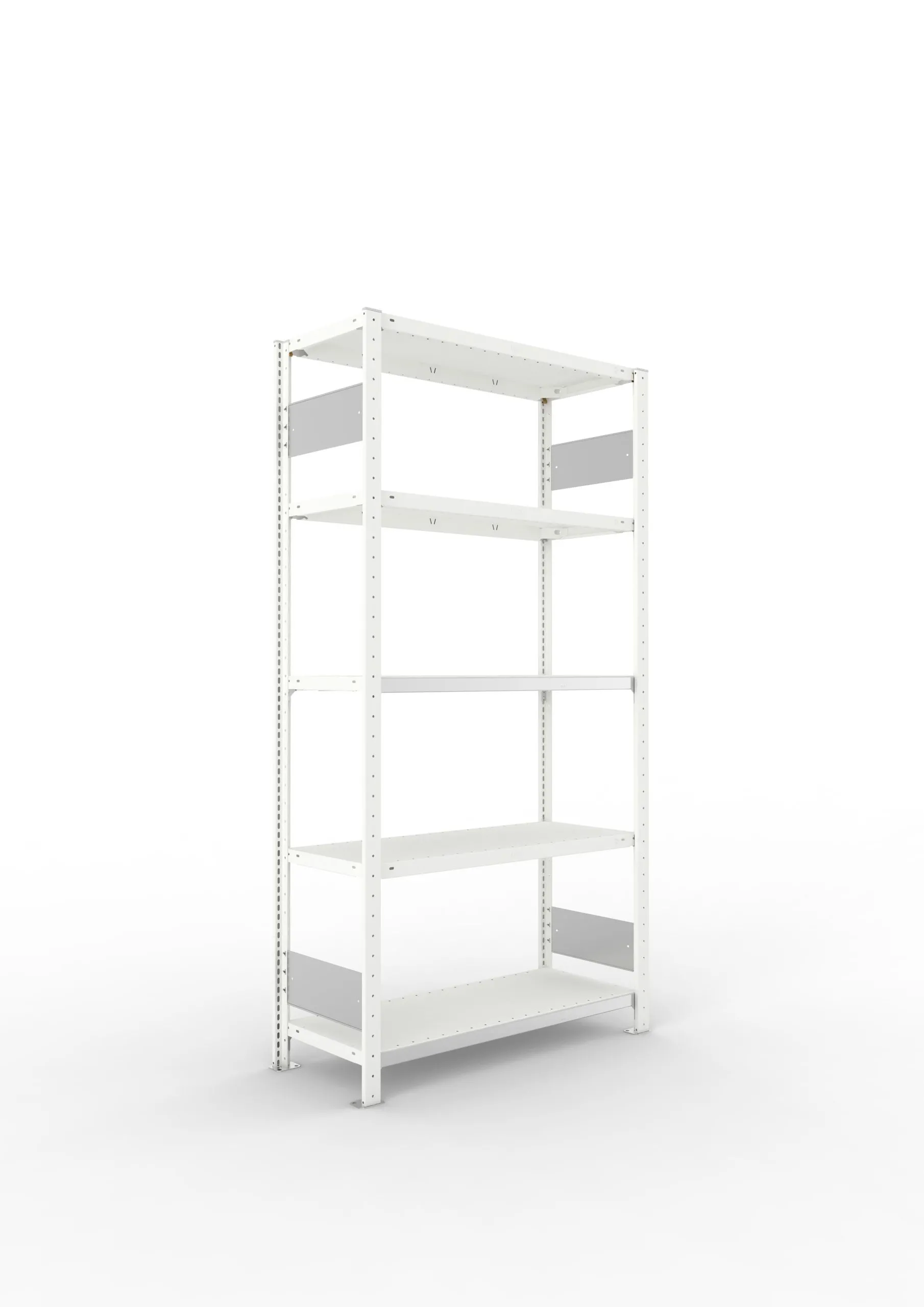 Meta Fachbodenregal Stecksystem S3 CLIP | Grundregal | HxBxT 200x100x40cm | 5 Ebenen | Fachlast 150kg | Beidseitig nutzbar | Lichtgrau