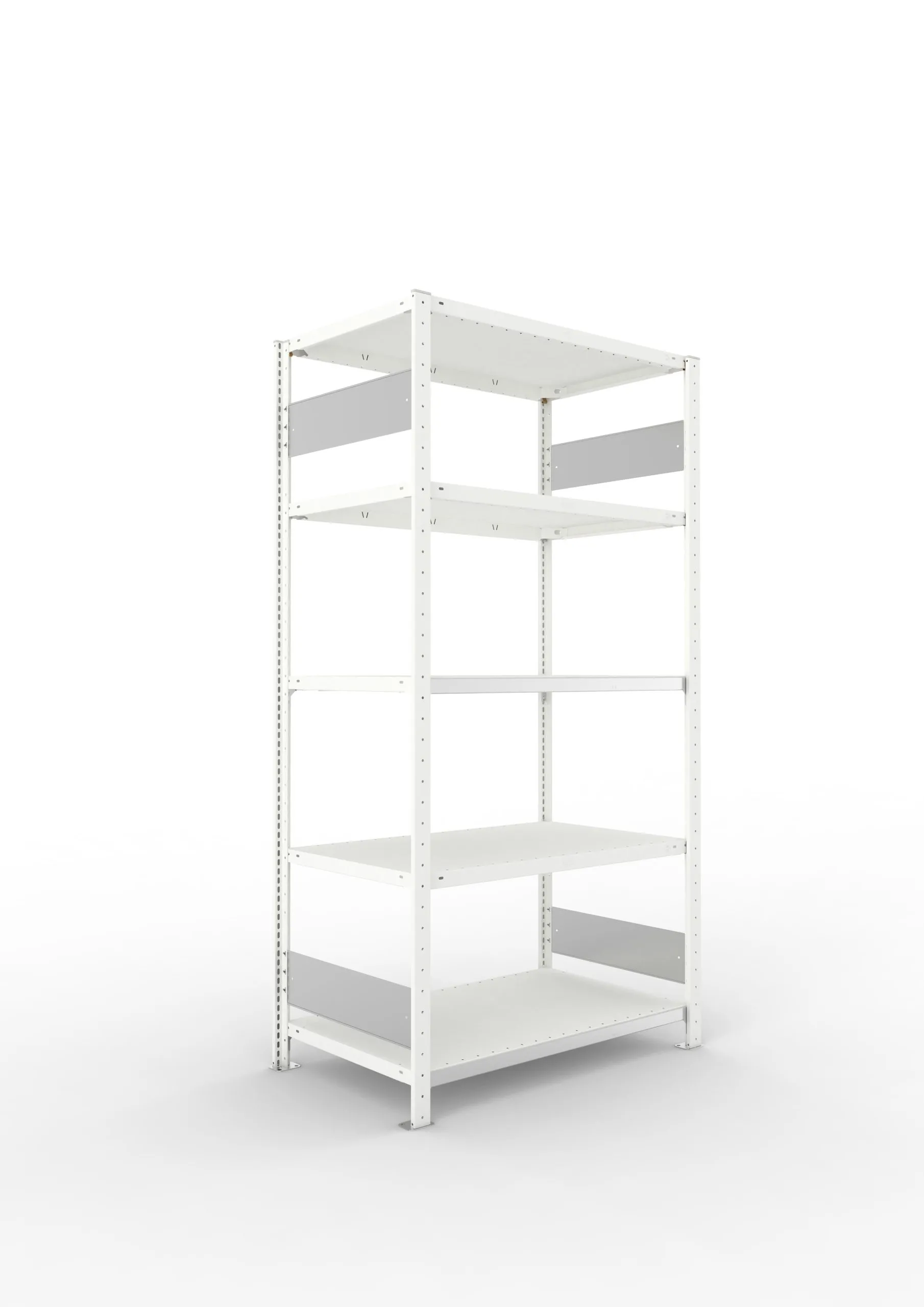 Meta Fachbodenregal Stecksystem S3 CLIP | Grundregal | HxBxT 200x100x60cm | 5 Ebenen | Fachlast 150kg | Beidseitig nutzbar | Lichtgrau