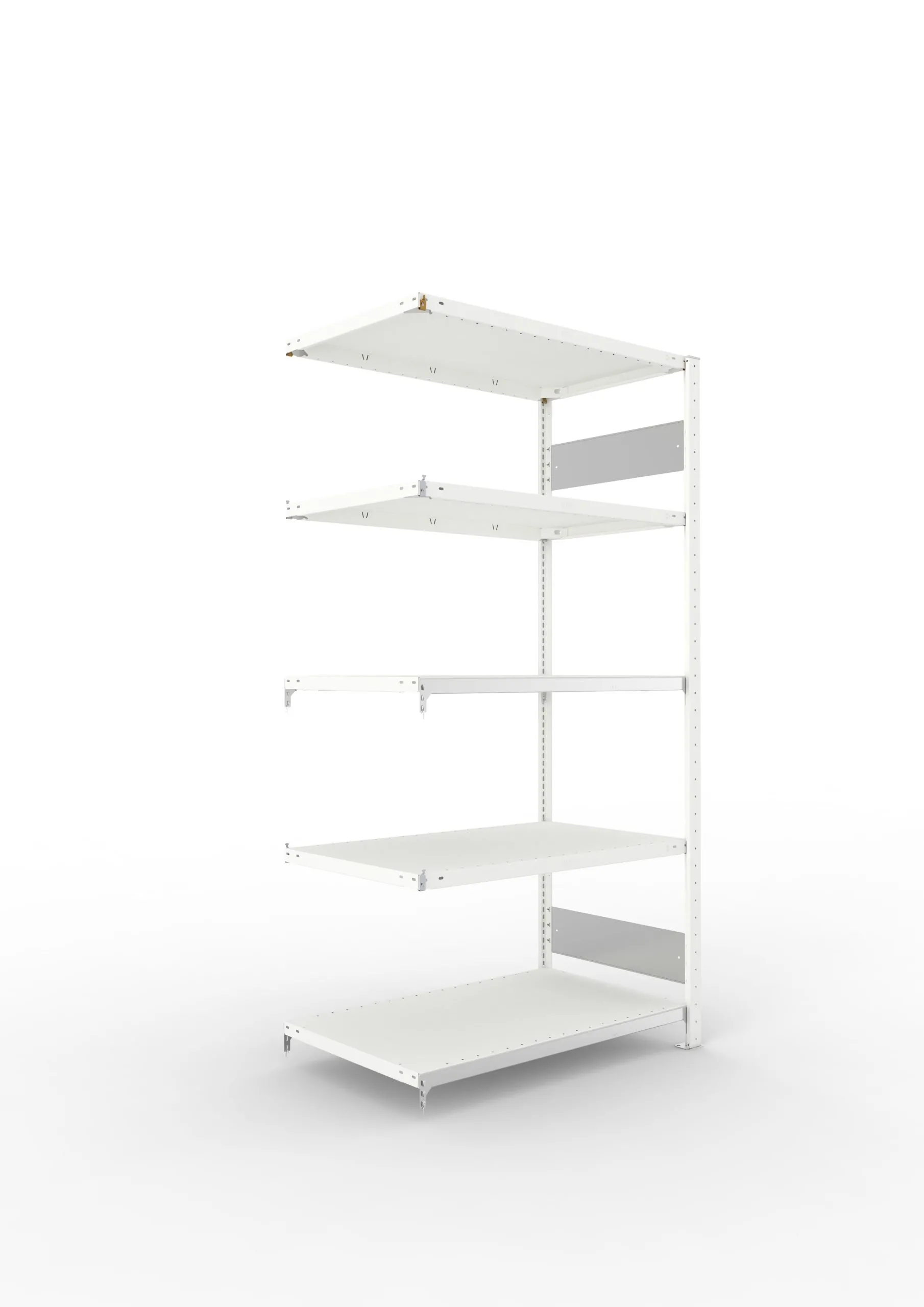 Meta Fachbodenregal Stecksystem S3 CLIP | Anbauregal | HxBxT 200x100x60cm | 5 Ebenen | Fachlast 150kg | Beidseitig nutzbar | Lichtgrau