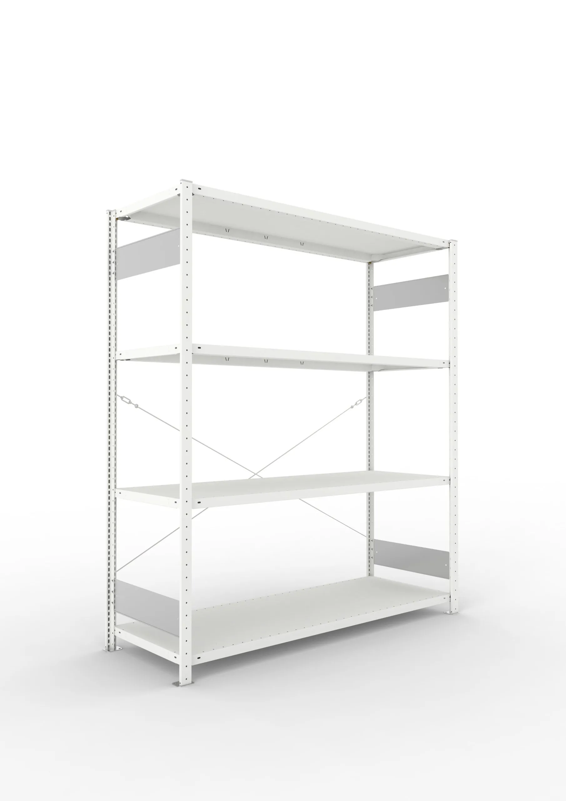 Meta Fachbodenregal Stecksystem S3 CLIP | Grundregal | HxBxT 200x170x60cm | 4 Ebenen | Fachlast 200kg | Einseitig nutzbar | Lichtgrau